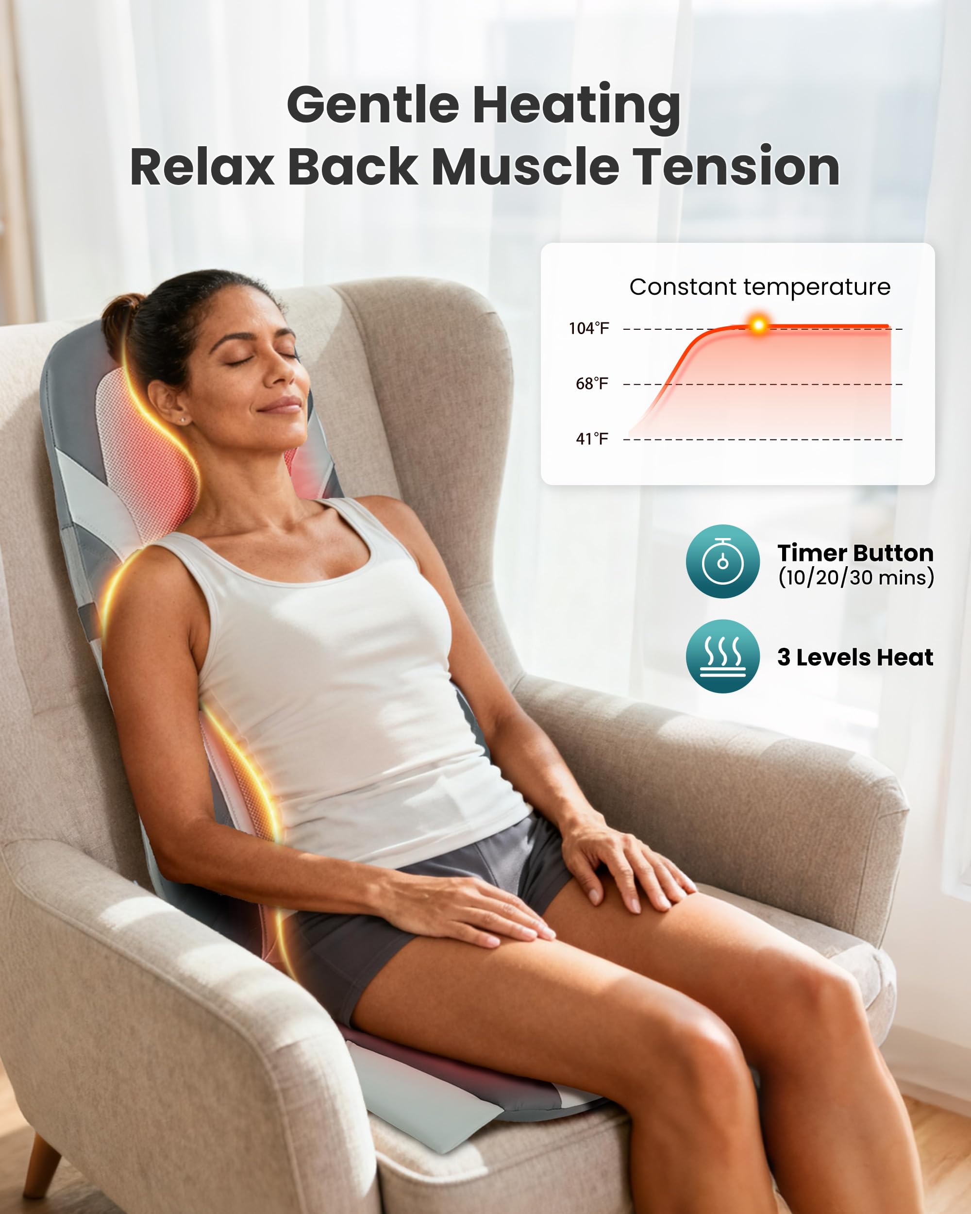 Snailax Back Massager for Full Back Pain Relief Deep Tissue, Long Track Dual 3D Shiatsu Rollers 3 Height Settings Foldable Massage Chair Pad with Heat, Vibration Heated Seat Cushion, Gifts for Mom Dad