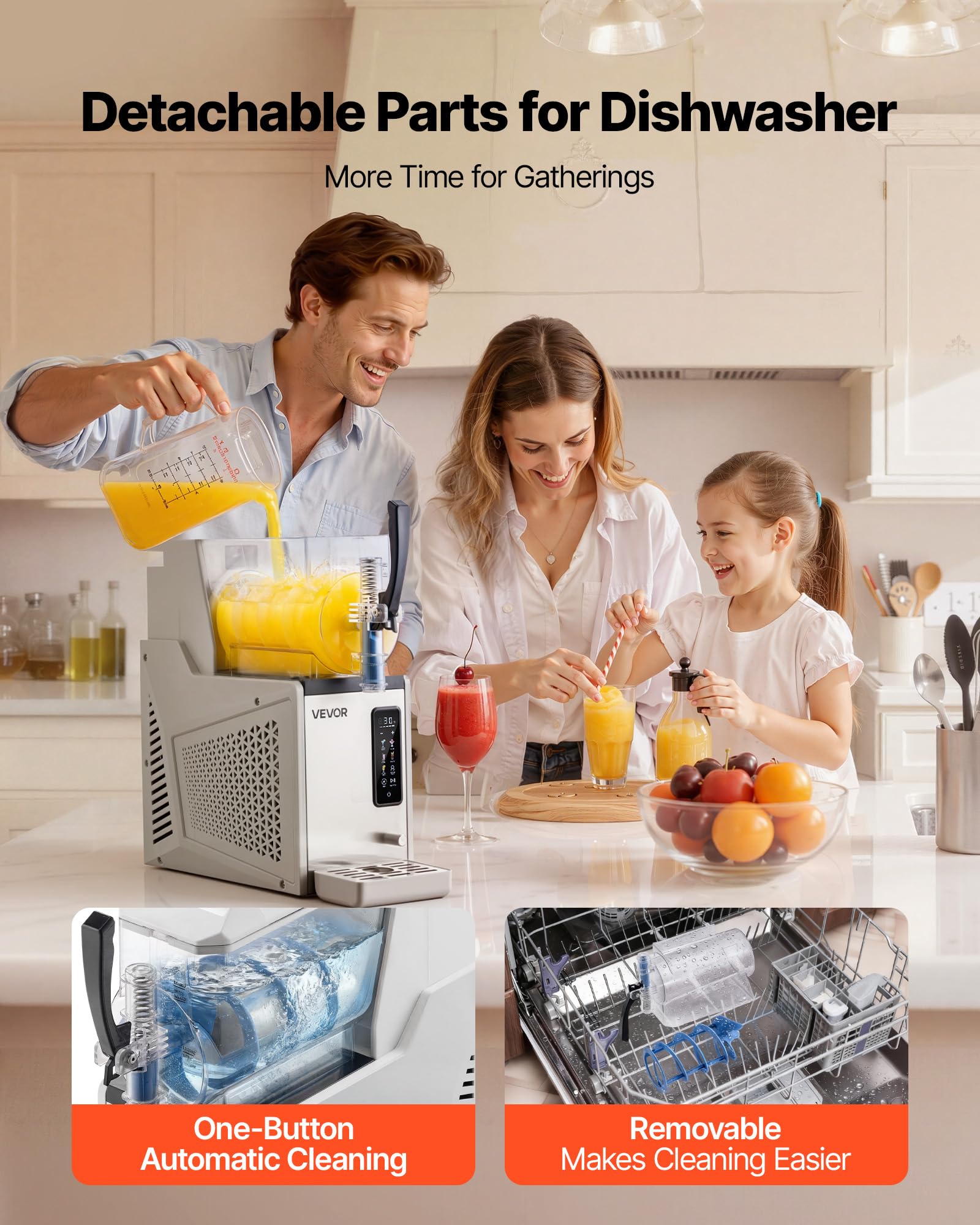 VEVOR Slushie Machine, 6L/1.6Gal Commercial Slushy Maker, Frozen Drink Maker with Self-Cleaning, Margarita Machine for Restaurants Bars Party for Slushie, Margaritas, Milkshake & More