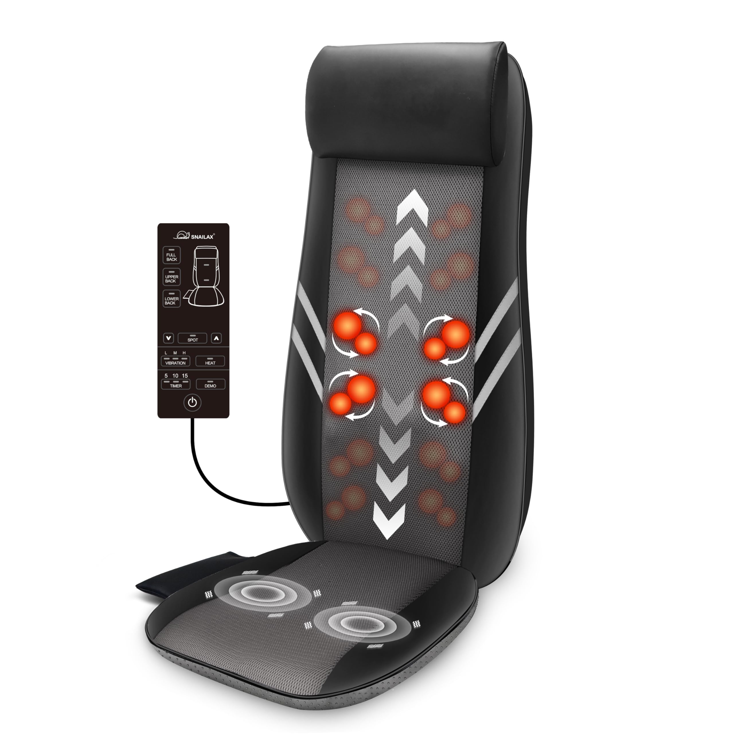 Snailax 2026 Upgraded Shiatsu Roller Back Massager with Heat Massage Chair Pad Kneading Back Massager for Pain Relief Deep Tissue Chair Massage Pad for Office Home Gift Fathers