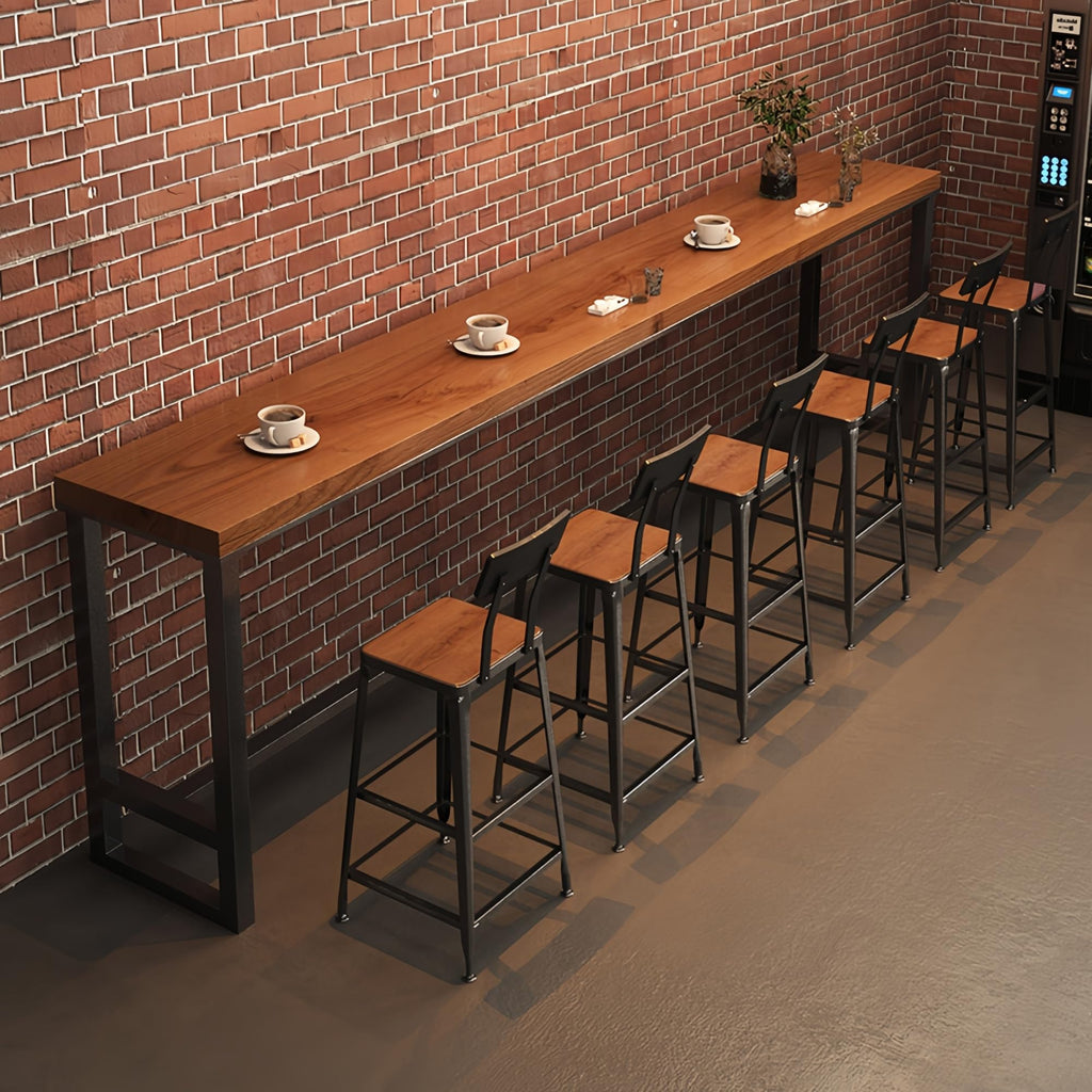 Farmhouse Bar Table Solid Wood Rectangle Bar Height Table Industrial Dining Room Counter Height Table for Kitchen Coffee Shop Window Small Space -Without Chairs (63" L x 15.7" W x 41.3" H)