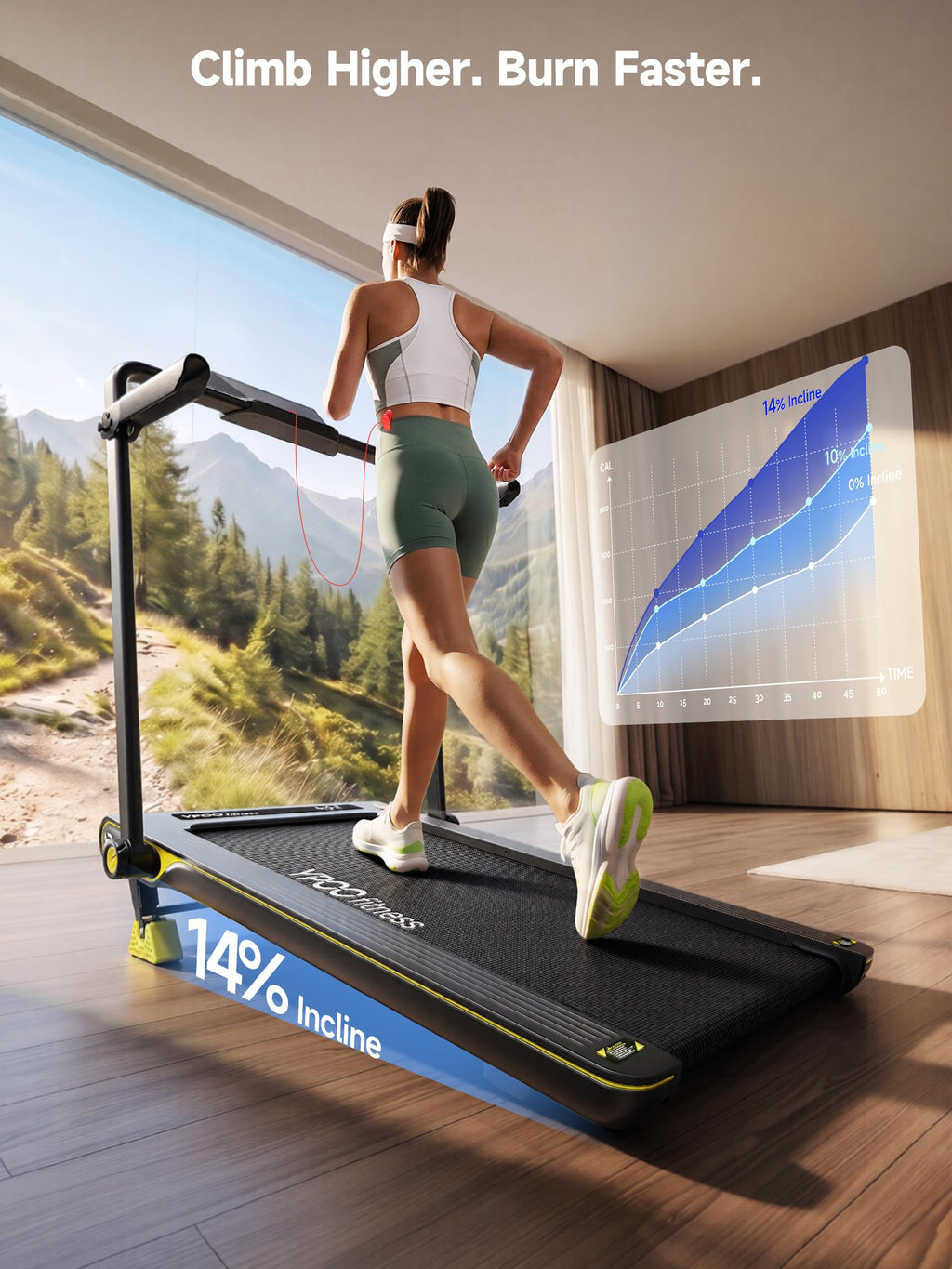YPOO Walking Pad Treadmill with Incline, 2-in-1 Under Desk Walking Pad with Foldable Handlebar, 0.5-6.2 MPH Portable Treadmill for Home Office, 2.5 HP Quiet Brushless, App & Remote