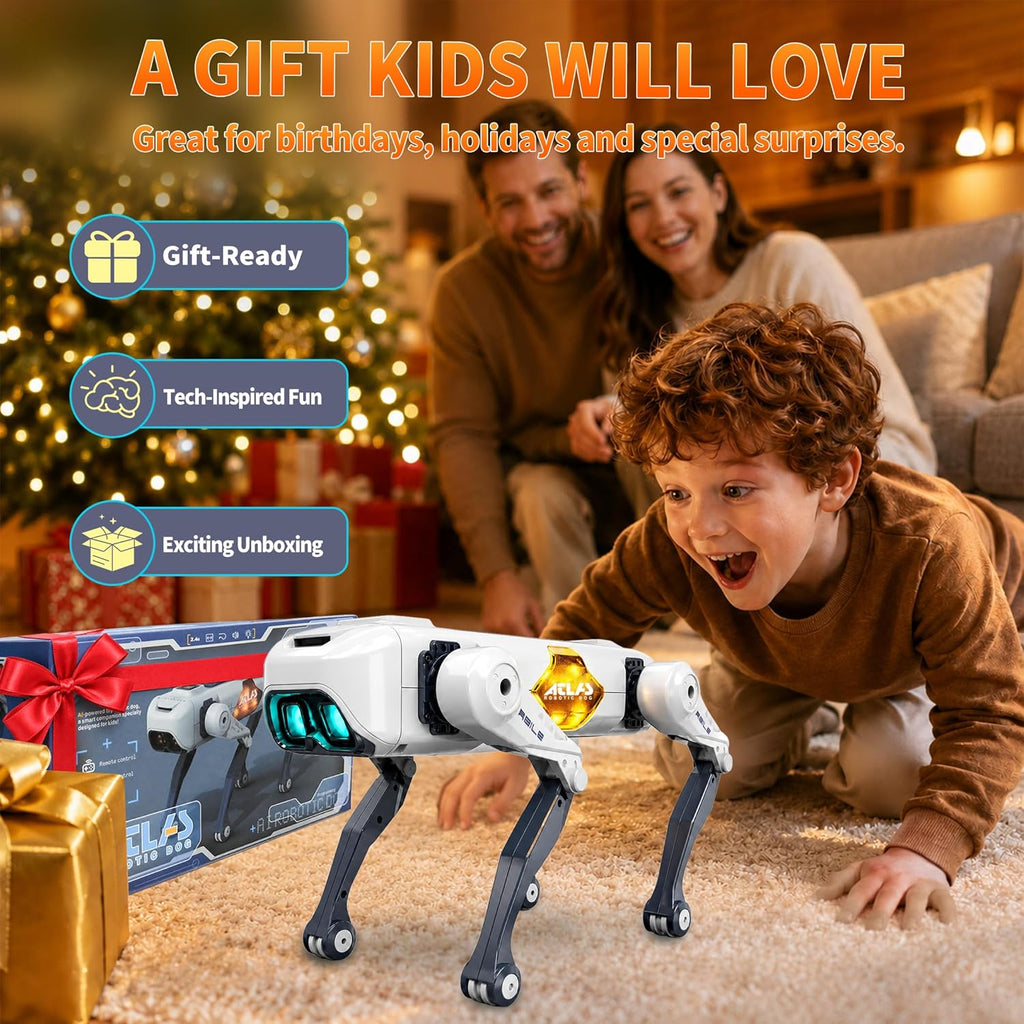 Robot Dog Toy for Kids, Smart Robotic Dog Puppy with Color-Changing LED Eyes & Side Lights, Remote Control Dog Toy with App Control, Voice Commands, Programming Mode & Fun Moves, Ages 3+