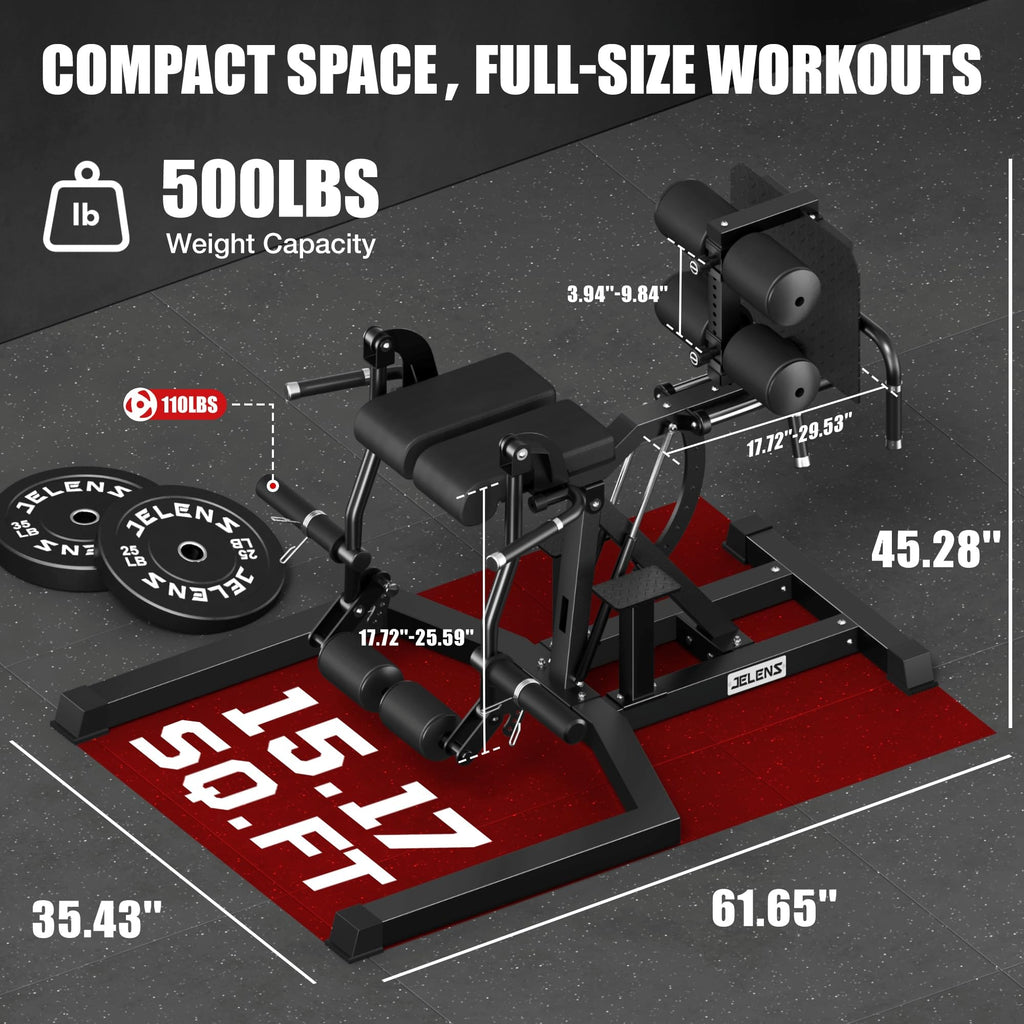 JELENS HL01 Adjustable Leg Press Hack Squat Machine, Glute Ham Developer&Leg Extension and Curl Machine 2 in 1, Full Body Workout Equipment for Home Gym