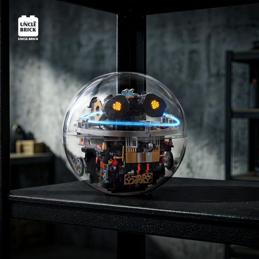 UNCLE BRICK Transparent Spherical Robot Building Block Set,Stem Toys for Ages 8-13,Programmable Remote-Controlled Powered,LED Expression Display and Cyberpunk Lighting,Holiday and Birthday Gifts
