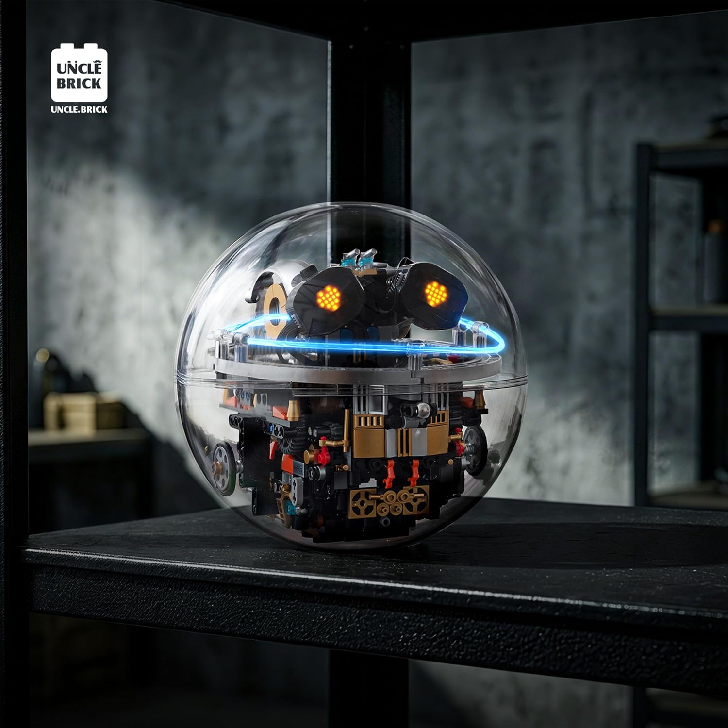 UNCLE BRICK Transparent Spherical Robot Building Block Set,Stem Toys for Ages 8-13,Programmable Remote-Controlled Powered,LED Expression Display and Cyberpunk Lighting,Holiday and Birthday Gifts
