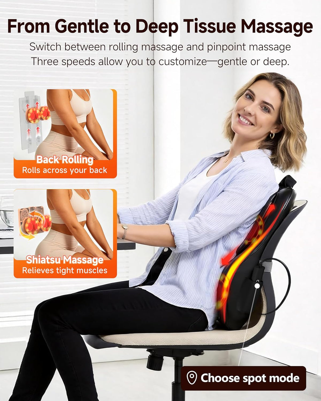 Back Massager with Heat, 3D Massage Pillow for Back, Neck, Shoulder,Leg, Shiatsu Back Massager for Pain Relief, Up&Down Lower Back Massage, Gifts for Women Men Dad Mom At Home Office Car (Black)