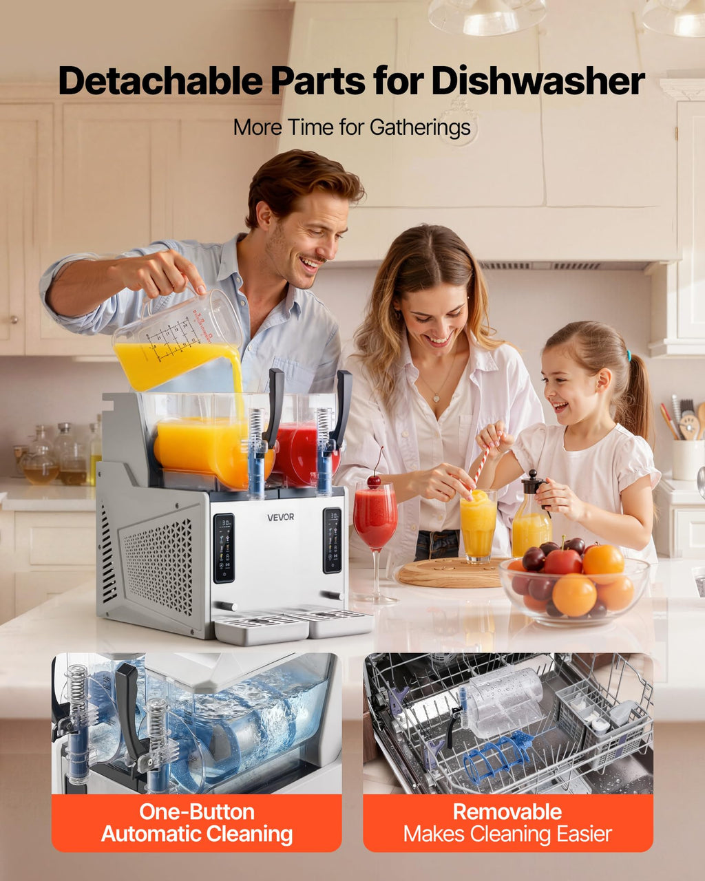 VEVOR Slushie Machine, 6L/1.6Gal Commercial Slushy Maker, Frozen Drink Maker with Self-Cleaning, Margarita Machine for Restaurants Bars Party for Slushie, Margaritas, Milkshake & More