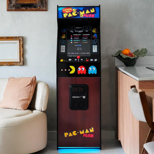 Arcade1Up PAC-Man Plus Deluxe Arcade Machine - 14 Classic Games, Retro Game Console for Home, 5’ Tall Cabinet with 17-Inch Screen, Stand Up Video Game for Game Room