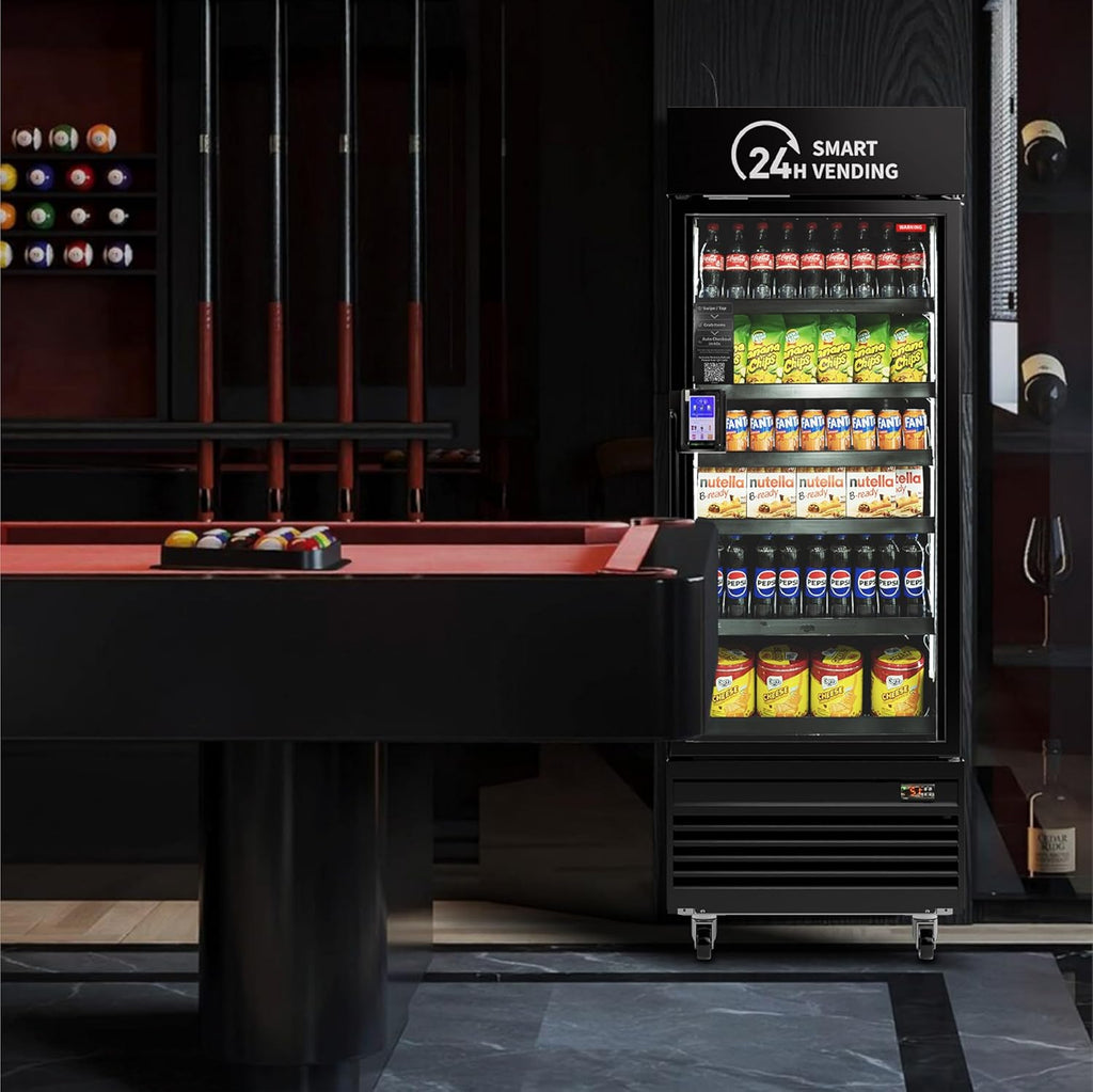 HAHA Smart Vending DC-542D Combo Vending Machine,Smart Refrigerated Beverage Vending Machine with Touch Card Reader - Capacity 378 Bottles (Black, 542D)