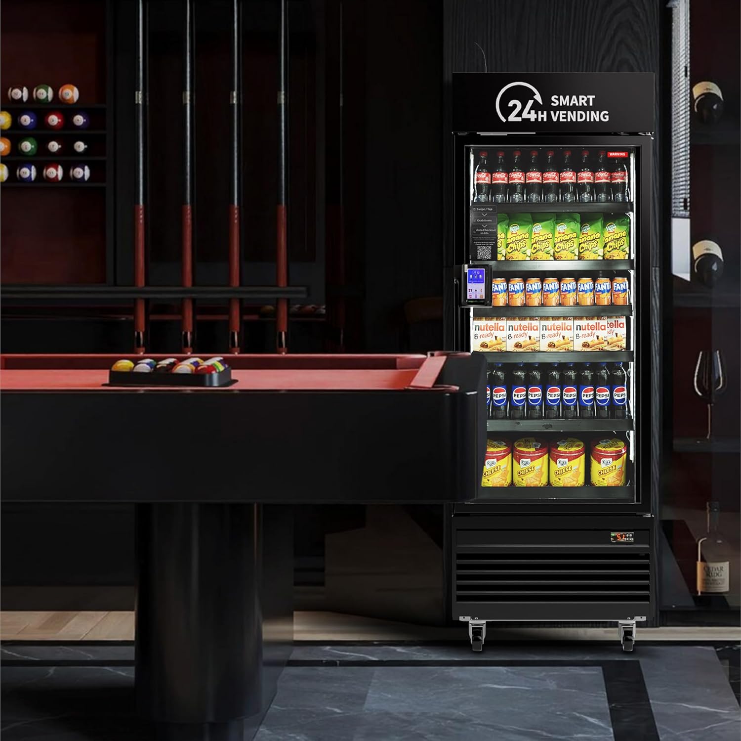 HAHA Smart Vending DC-542D Combo Vending Machine,Smart Refrigerated Beverage Vending Machine with Touch Card Reader - Capacity 378 Bottles (Black, 542D)