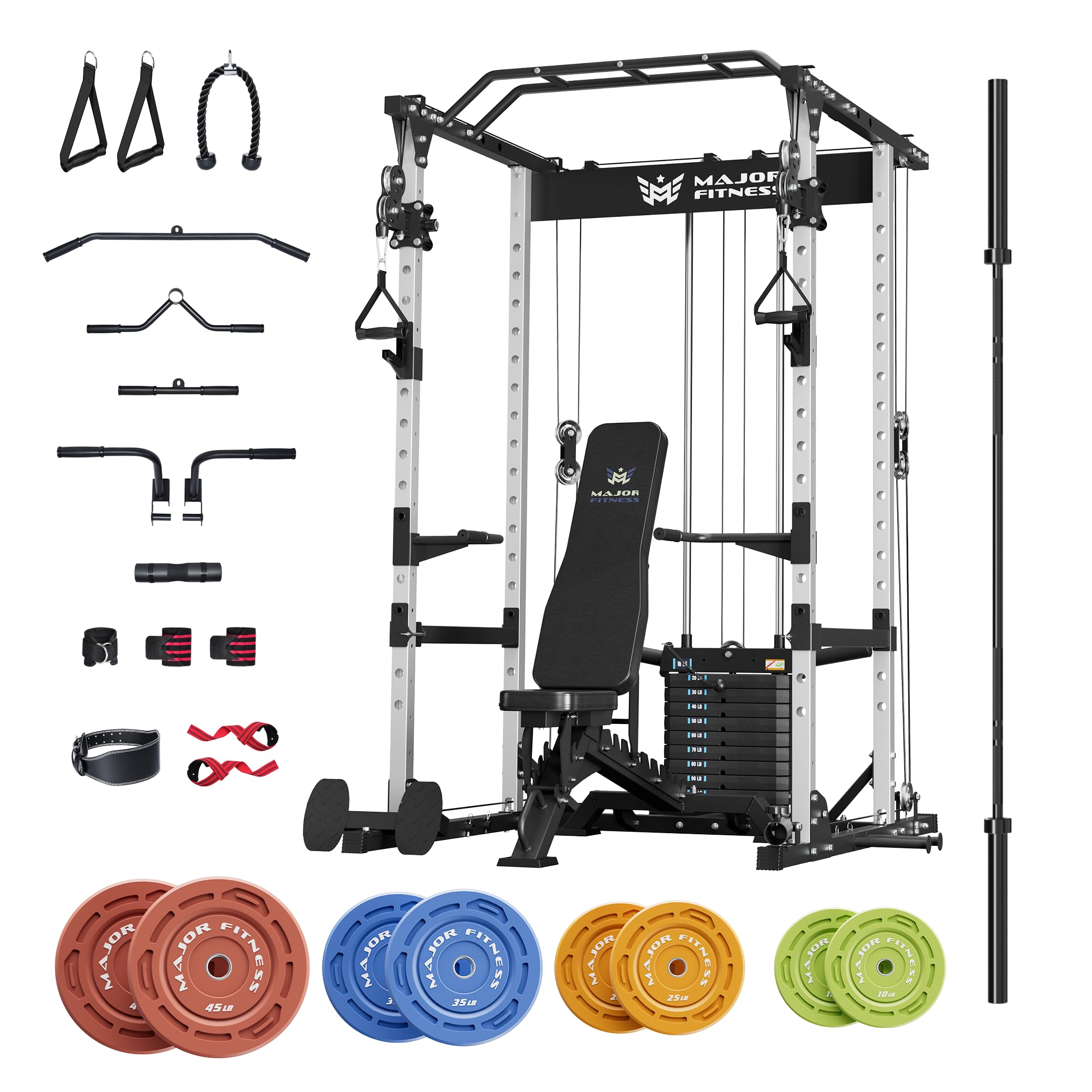 MAJOR FITNESS Drone1 Power Cage - Multi-Function Power Rack for Home Gym, Squat Rack, Cable Crossover System, for Strength Training