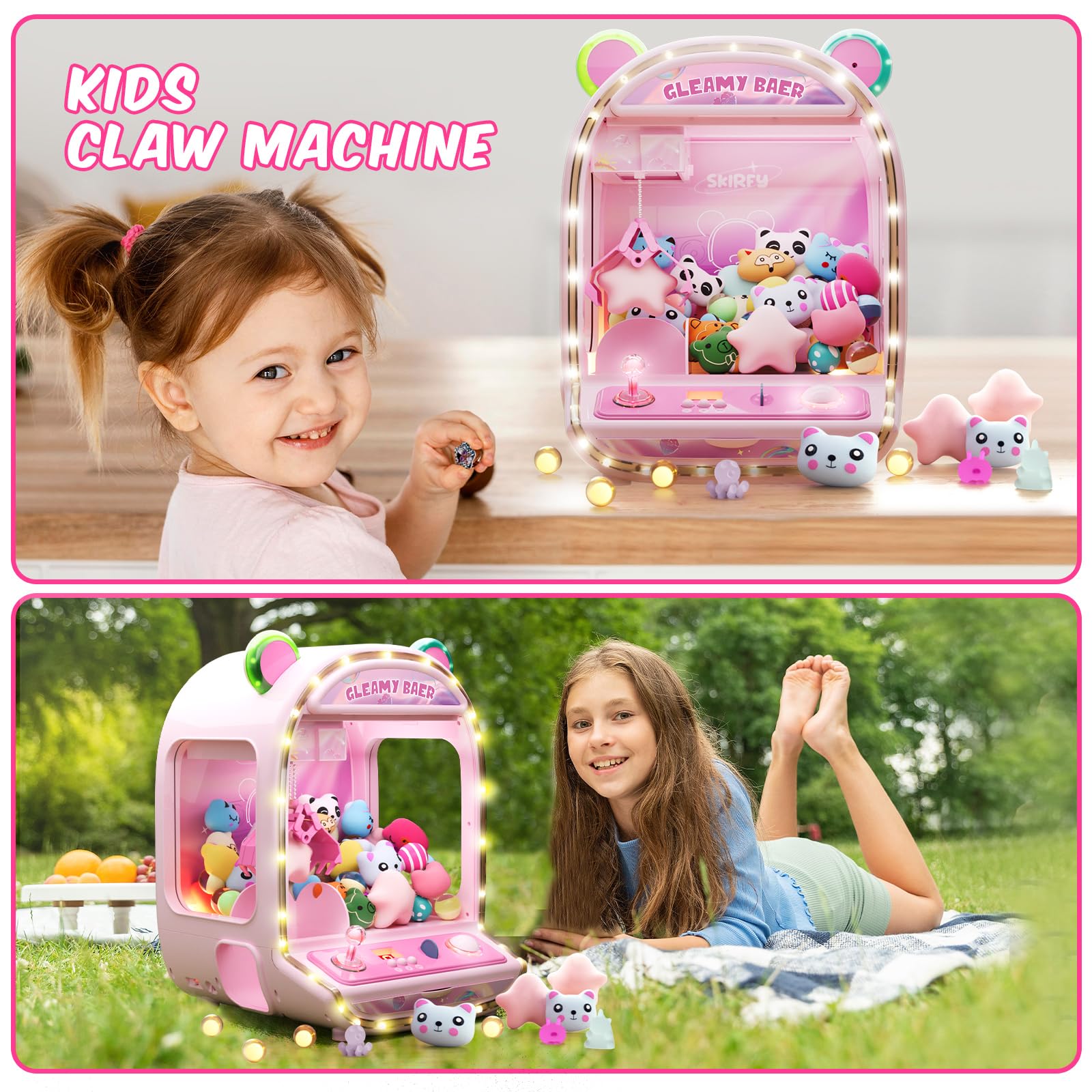 Skirfy 15” Claws Machines for Kids Adults with Sound Light, Vending Machine Candy Grabber Prize Dispenser Toys, Unicorns Claws Machines Electric Control,Birthday Girl Toys Gift