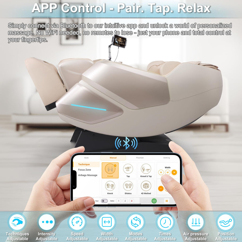 MassaMAX 2026 4D Massage Chair, Full Body Recliner with OTA Cloud Tech, Deep Yoga Stretch, 27 Auto Modes, 55" SL Track, APP & AI Voice Control, Auto Footrest, Zero Gravity, and Heating for Relaxation