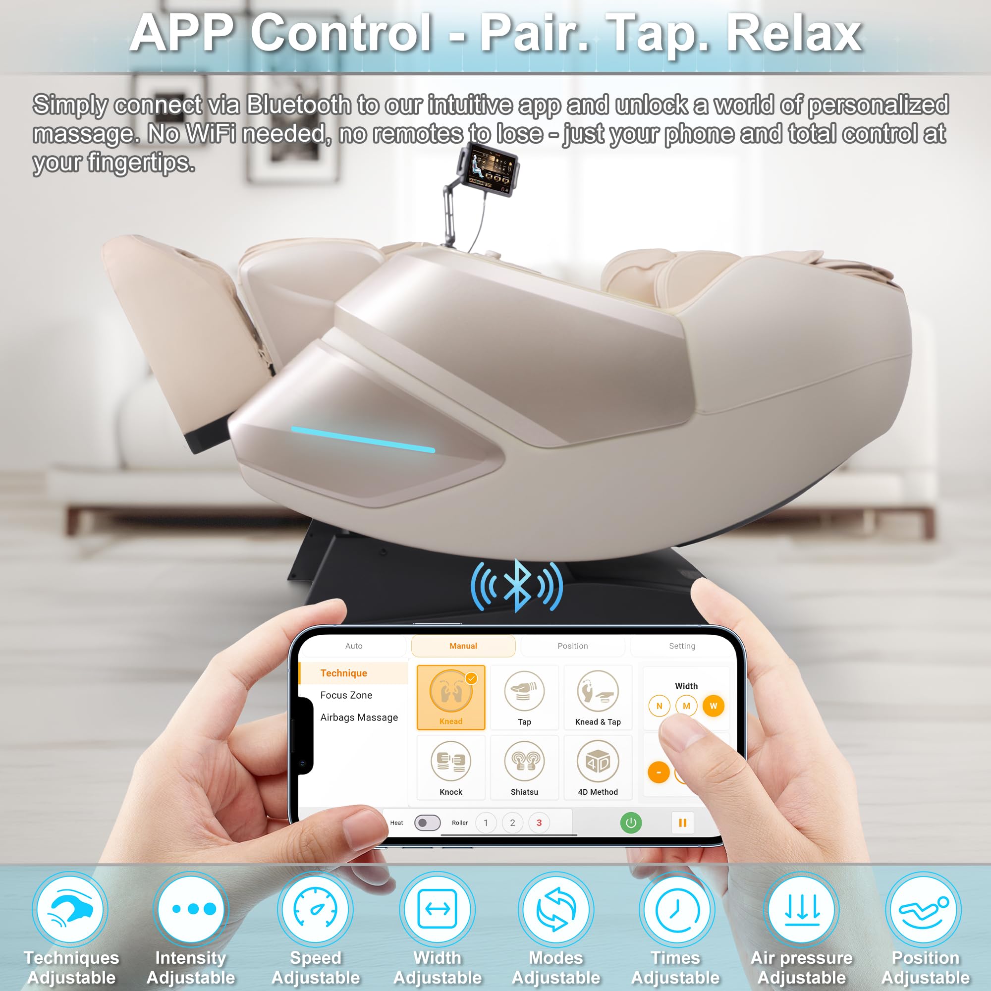 MassaMAX 2026 4D Massage Chair, Full Body Recliner with OTA Cloud Tech, Deep Yoga Stretch, 27 Auto Modes, 55" SL Track, APP & AI Voice Control, Auto Footrest, Zero Gravity, and Heating for Relaxation