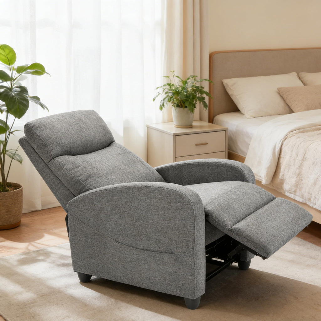 Simple Deluxe Massage Recliner Chair - Adjustable PU Leather Recliner, Luxe Reading Chair & Sofa Chair for Living Room Chairs or Bedroom Chair, Small Recliner for Home Theater, Black
