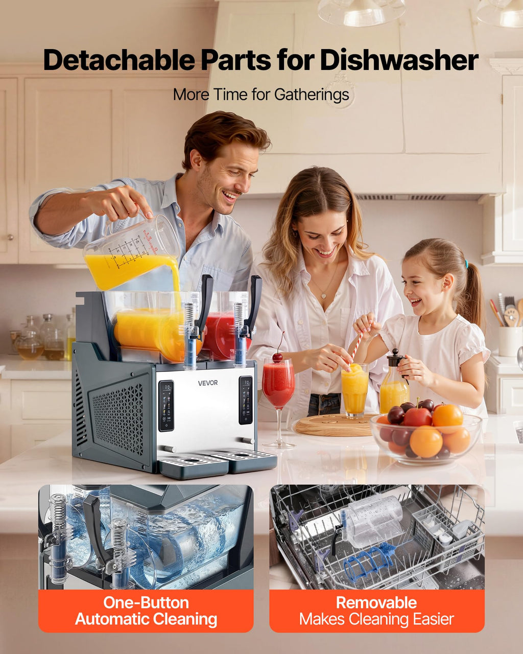 VEVOR Slushie Machine, 4L/135oz No Ice Needed Slushy Machine for Home, Frozen Drink Maker with Single Tank, Margarita Machine with Self-Cleaning, for Frozen Margaritas, Frappés, Milkshake & More