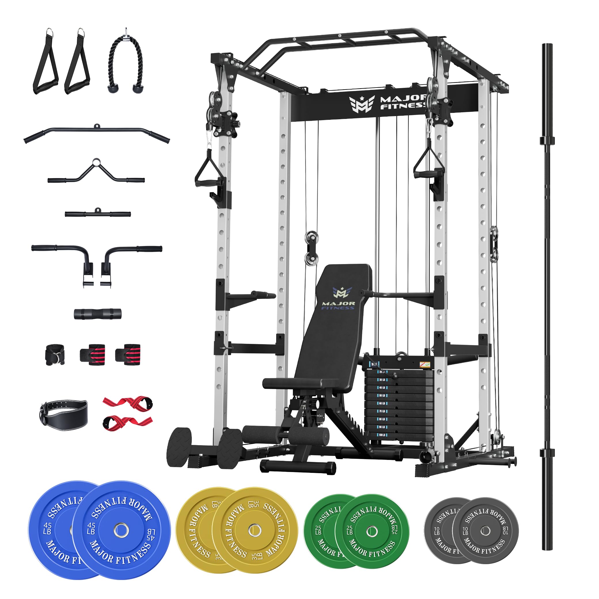 MAJOR FITNESS Drone1 Power Cage - Multi-Function Power Rack for Home Gym, Squat Rack, Cable Crossover System, for Strength Training