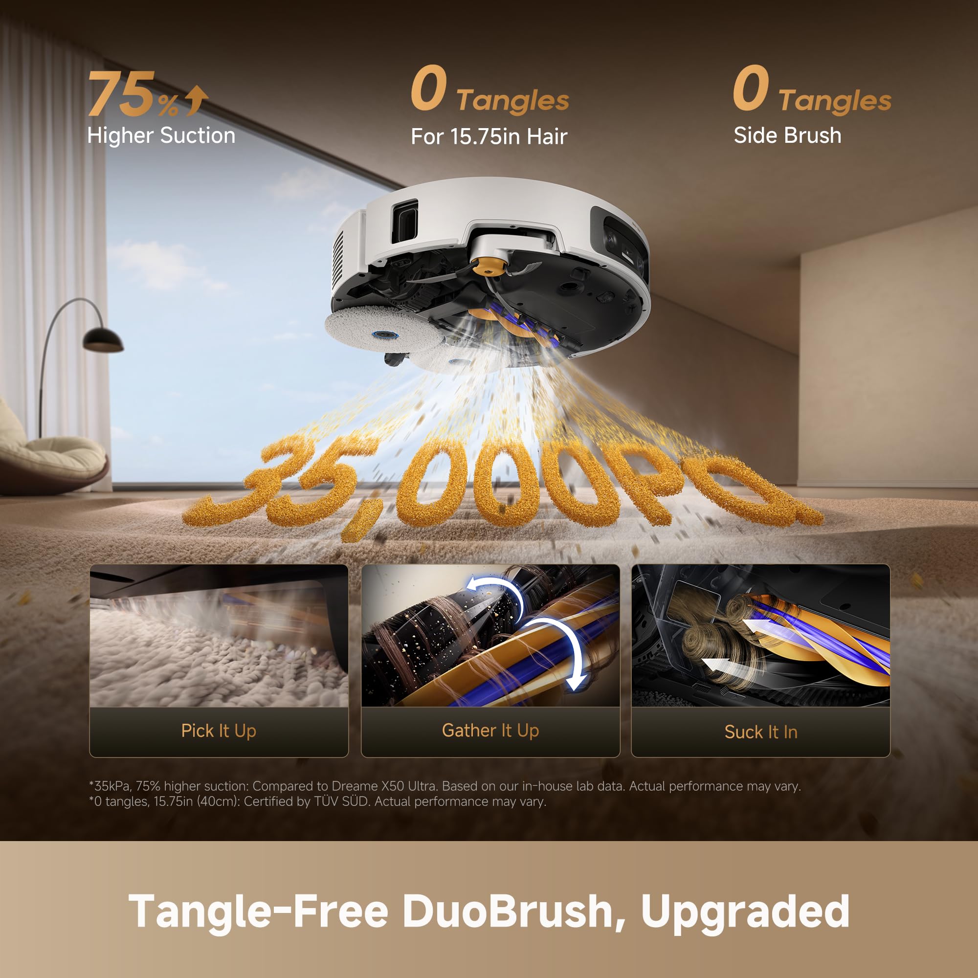 DREAME X60 Max Ultra Complete Robot Vacuum and Mop, Ultra-Thin Design, 35,000Pa Suction, Self Emptying&Refilling, Mop Self-Cleaning, 280+ Obstacle Avoidance, White