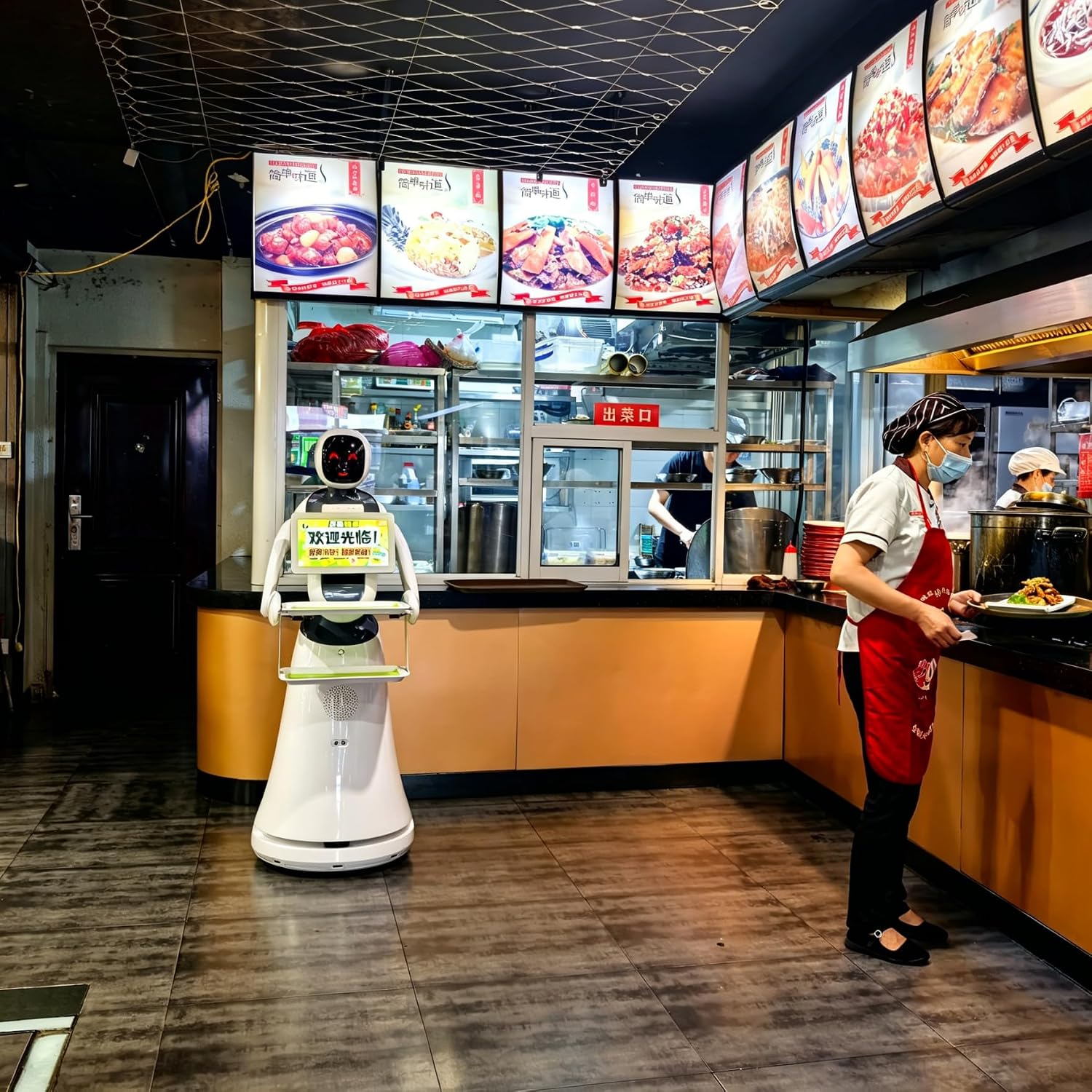 AI Restaurant Robot Server with Autonomous Food Runner Robot, Smart Voice Interaction, Multi Purpose Delivery Tray System for Restaurant Cafe Hotel Dining Operations