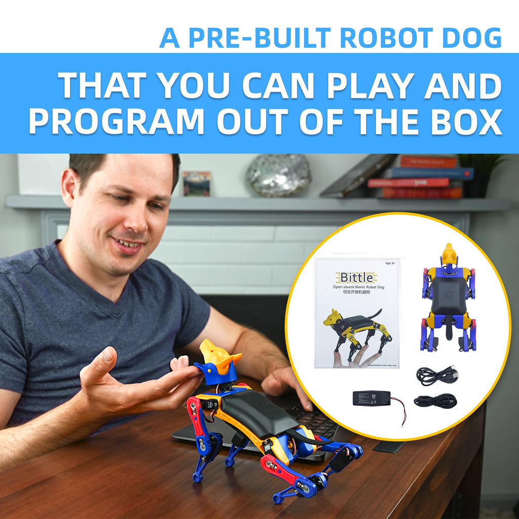 Petoi Programmable Robot Dog Bittle X V2 Lite Servo | Coding Smart Robot Dog Kit, Voice Controlled, Quadruped Interactive Robot for Kids (Bittle X V2 - lite servos - Construction - Yellow + Black)