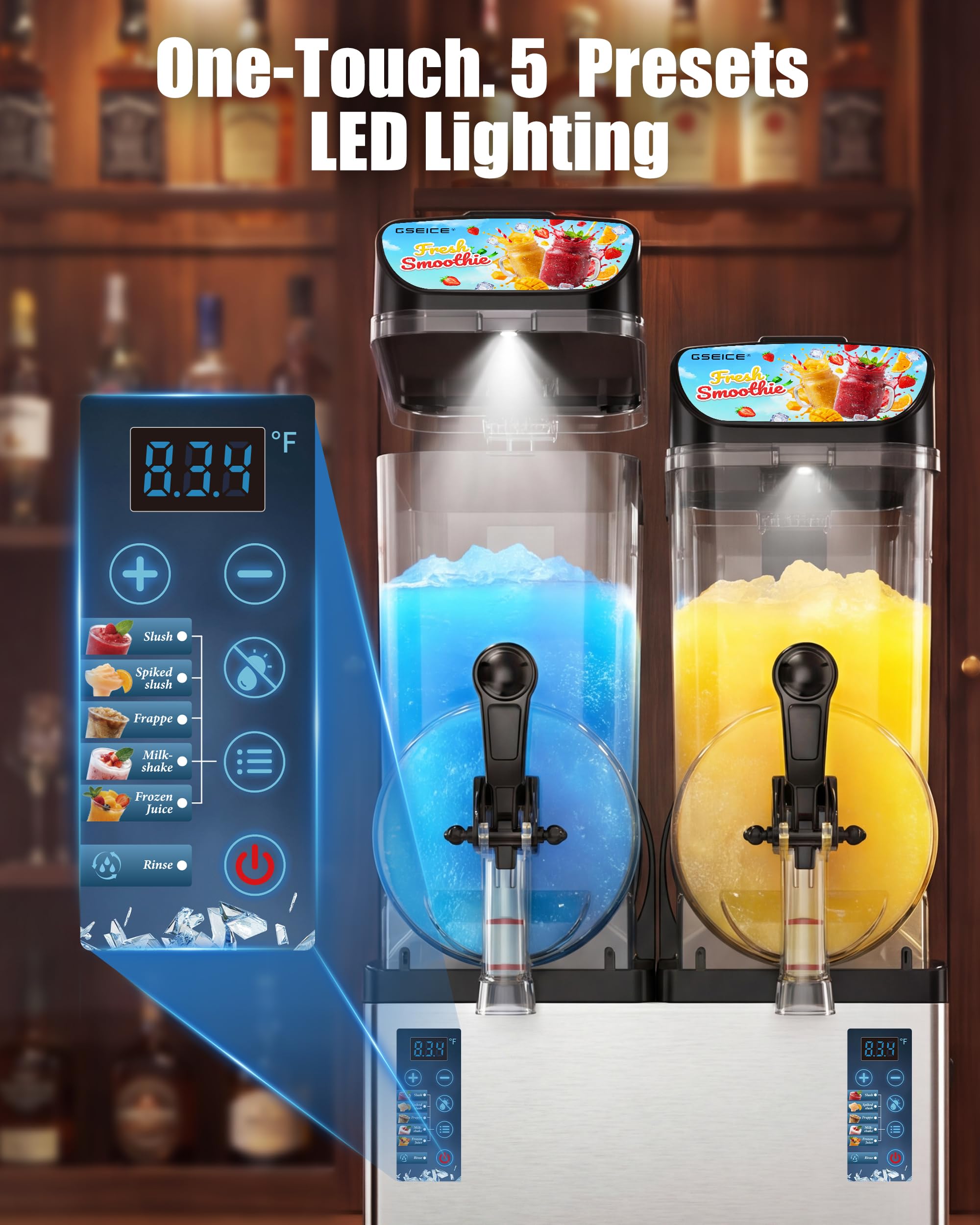 Commercial Slushy Machine 8Gal/30L, Margarita Slushie Smoothie Frozen Drink Maker,5-in-1,Wine Daiquiri Frapper Dispenser for Restaurants, Bars,Cafe and Home Party