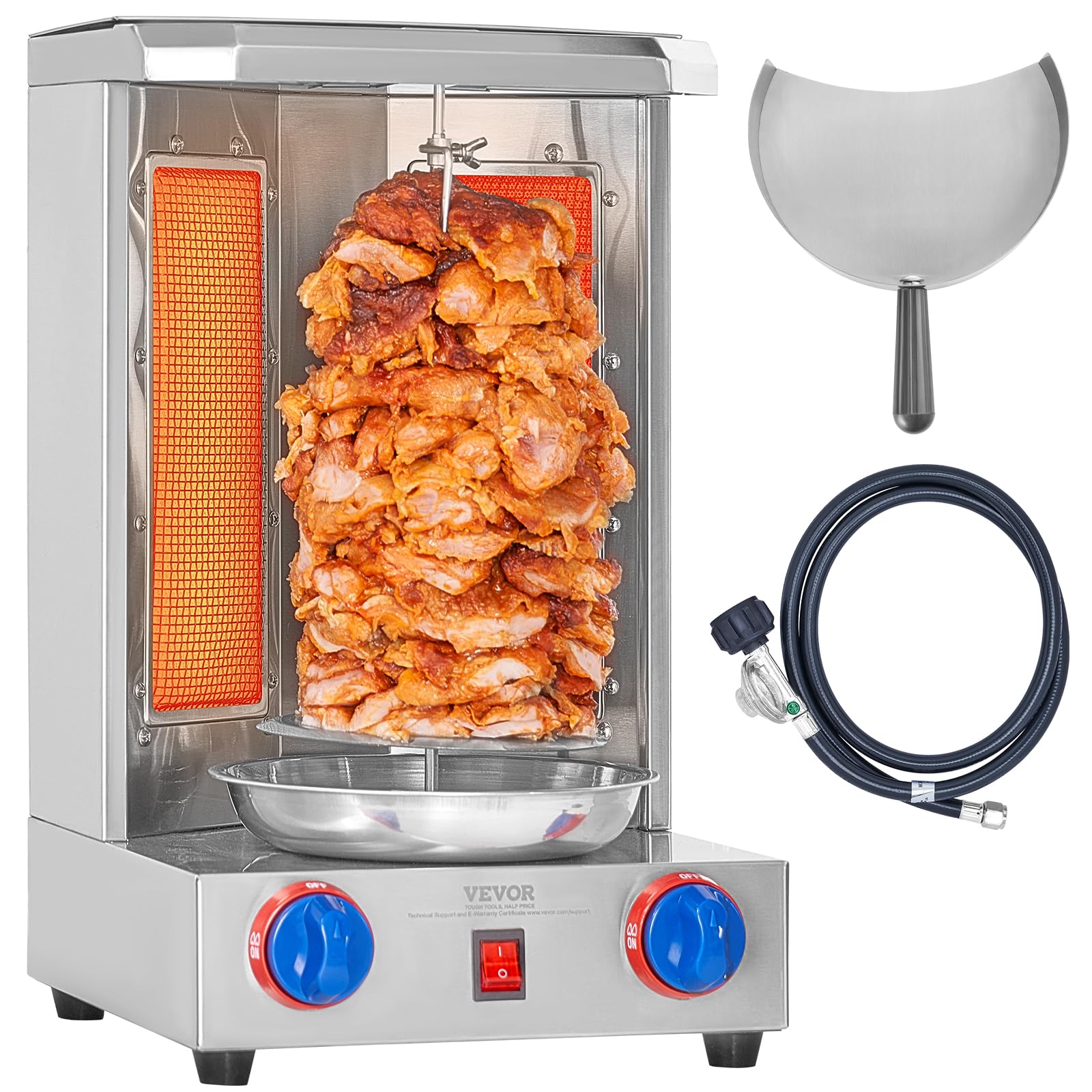 VEVOR Shawarma Grill Machine, Chicken Shawarma Cooker Machine Countertop, Electric Stainless Steel Broiler Gyro Rotisserie Oven Doner Kebab Machine, for Home Restaurant Kitchen Parties