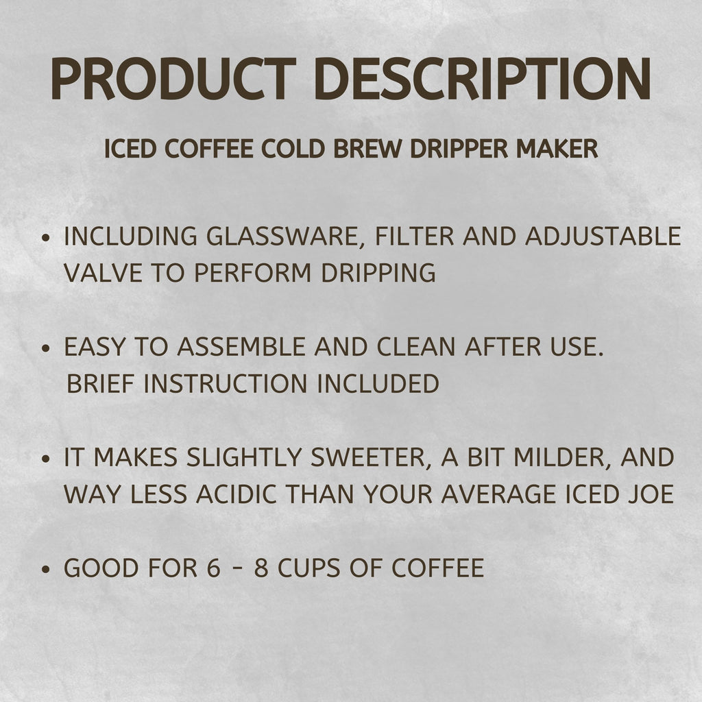 Nispira Cold Brew Drip Tower Iced Coffee Maker Glass Wooden Stand 25 Cups