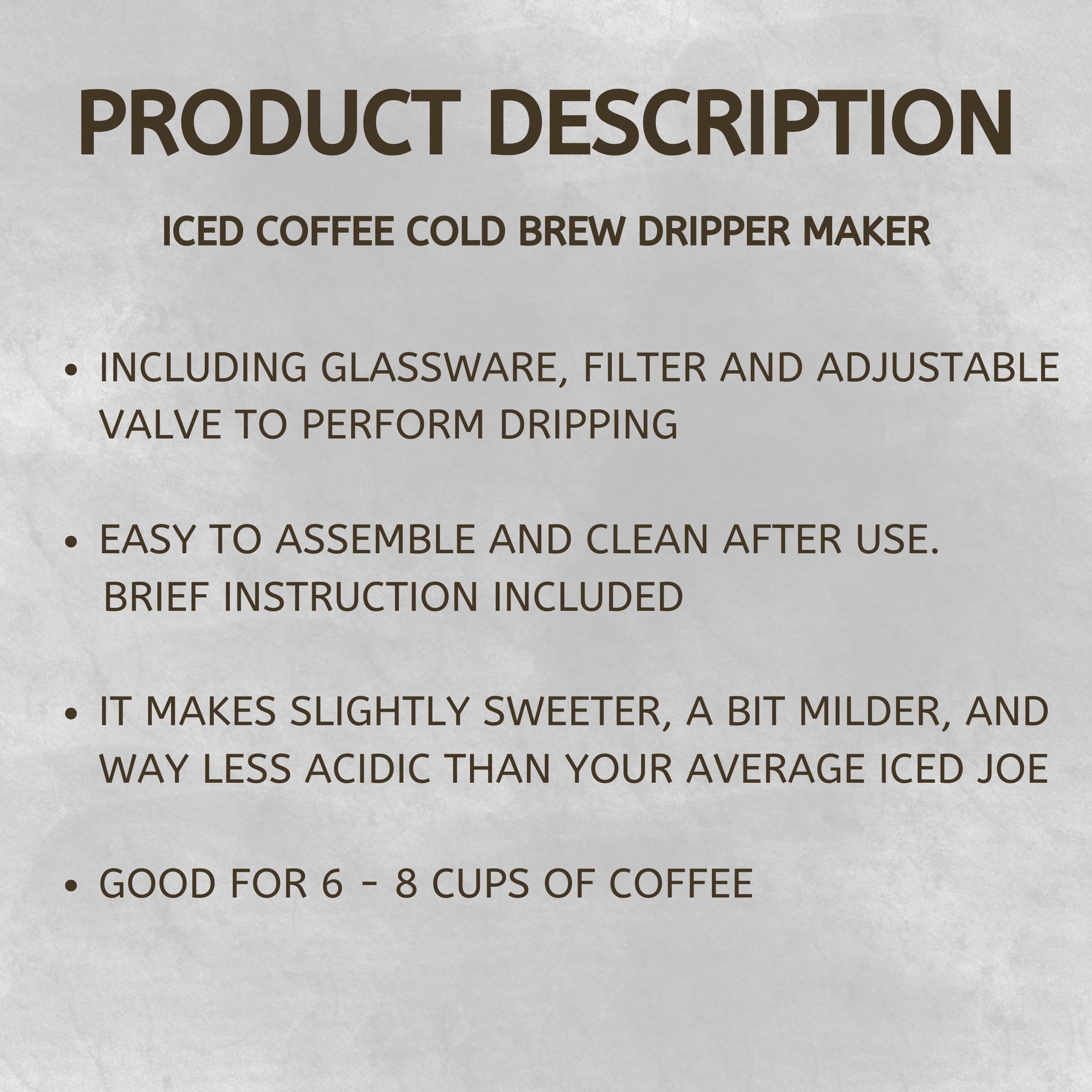 Nispira Cold Brew Drip Tower Iced Coffee Maker Glass Wooden Stand 25 Cups