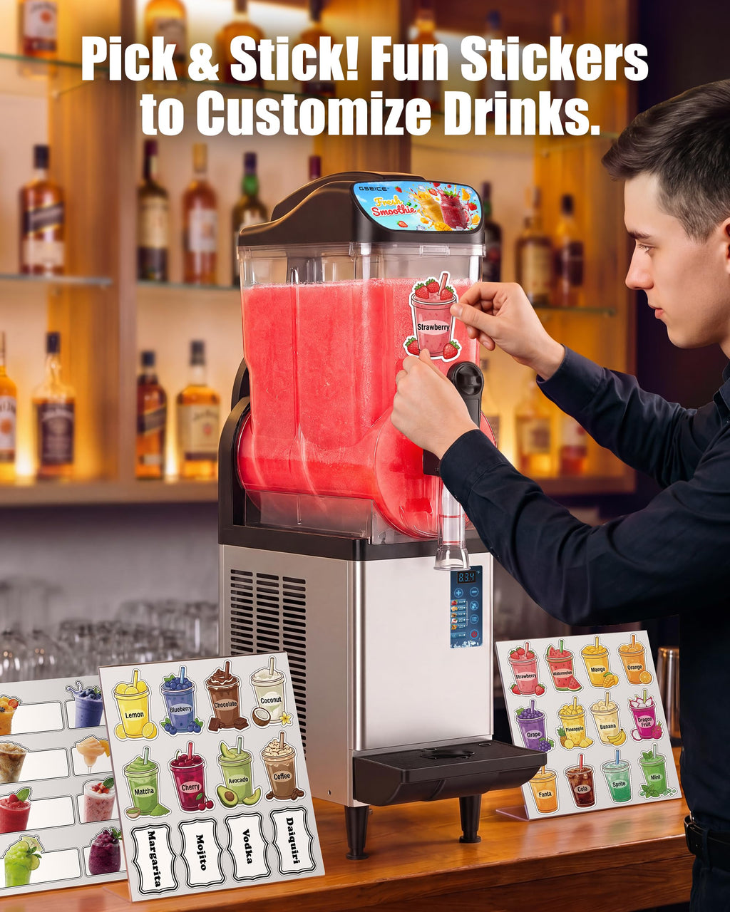 4.8 Gal /18L Commercial Slushie Machine, 5-in-1 Single Tank Slushy Frozen Drink Maker for Restaurants, Bars,Cafe and Home