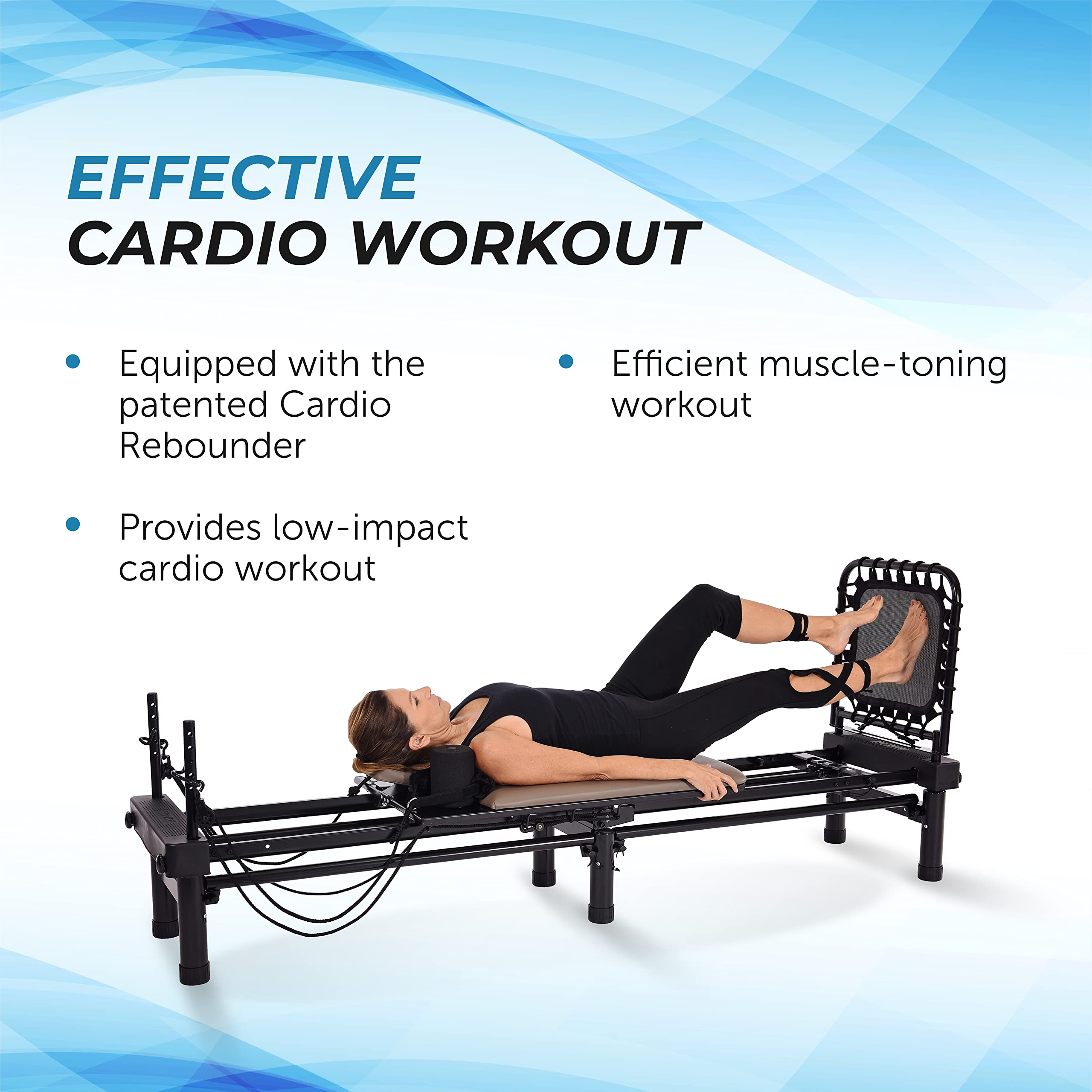 AeroPilates Reformer 651 with Free-Form Cardio Rebounder - Pilates Reformer Workout Machine for Home Gym - Up to 300 lbs Weight Capacity
