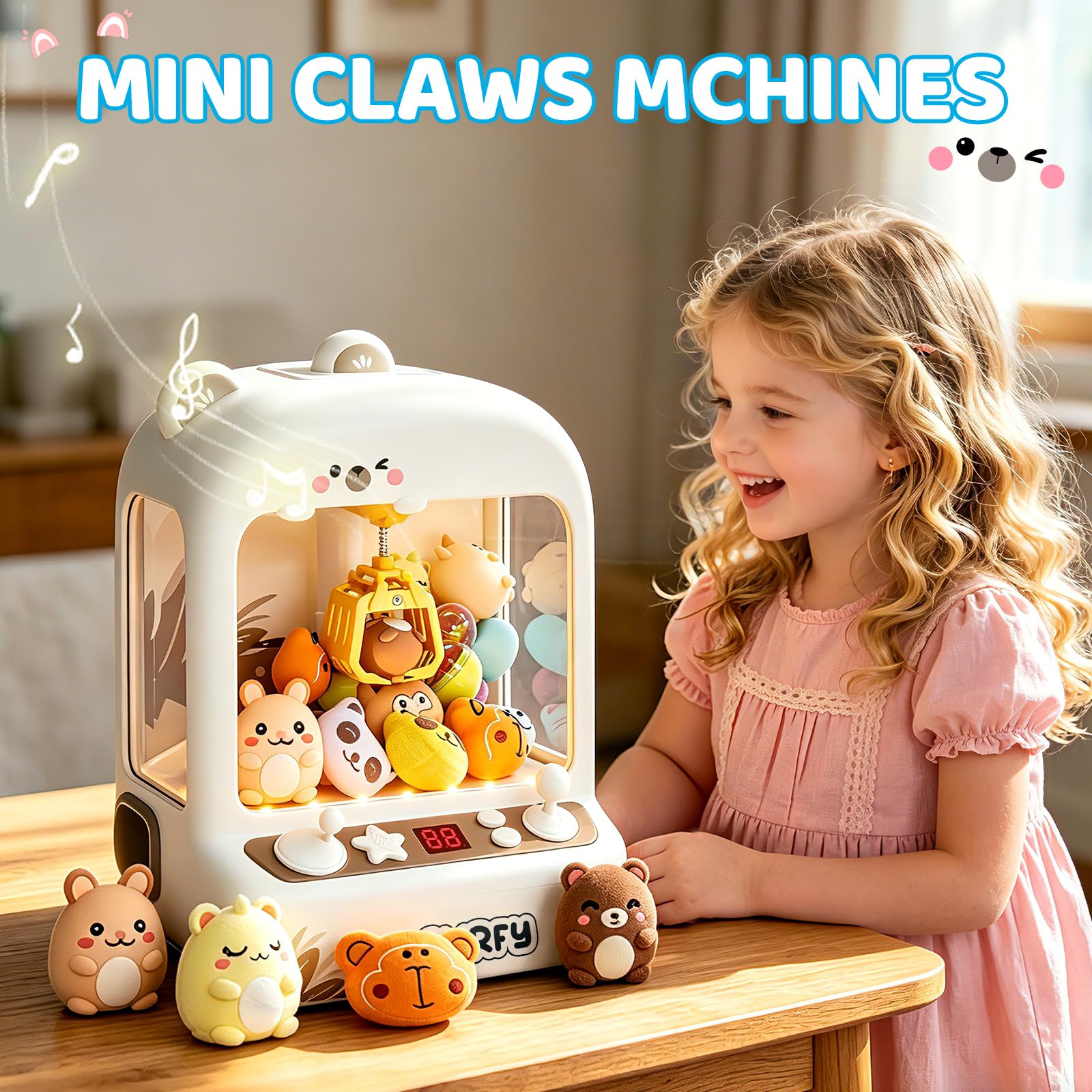 Skirfy Claws Machines for Kids Age 6+, Mini Vending Machines Girls Unicorns Toys with Sound & 20 Mini Plush Toys,Arcades Game Indoor Toy for Home Party Birthday
