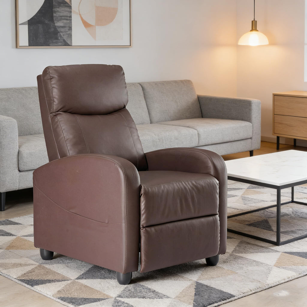 Simple Deluxe Massage Recliner Chair - Adjustable PU Leather Recliner, Luxe Reading Chair & Sofa Chair for Living Room Chairs or Bedroom Chair, Small Recliner for Home Theater, Black