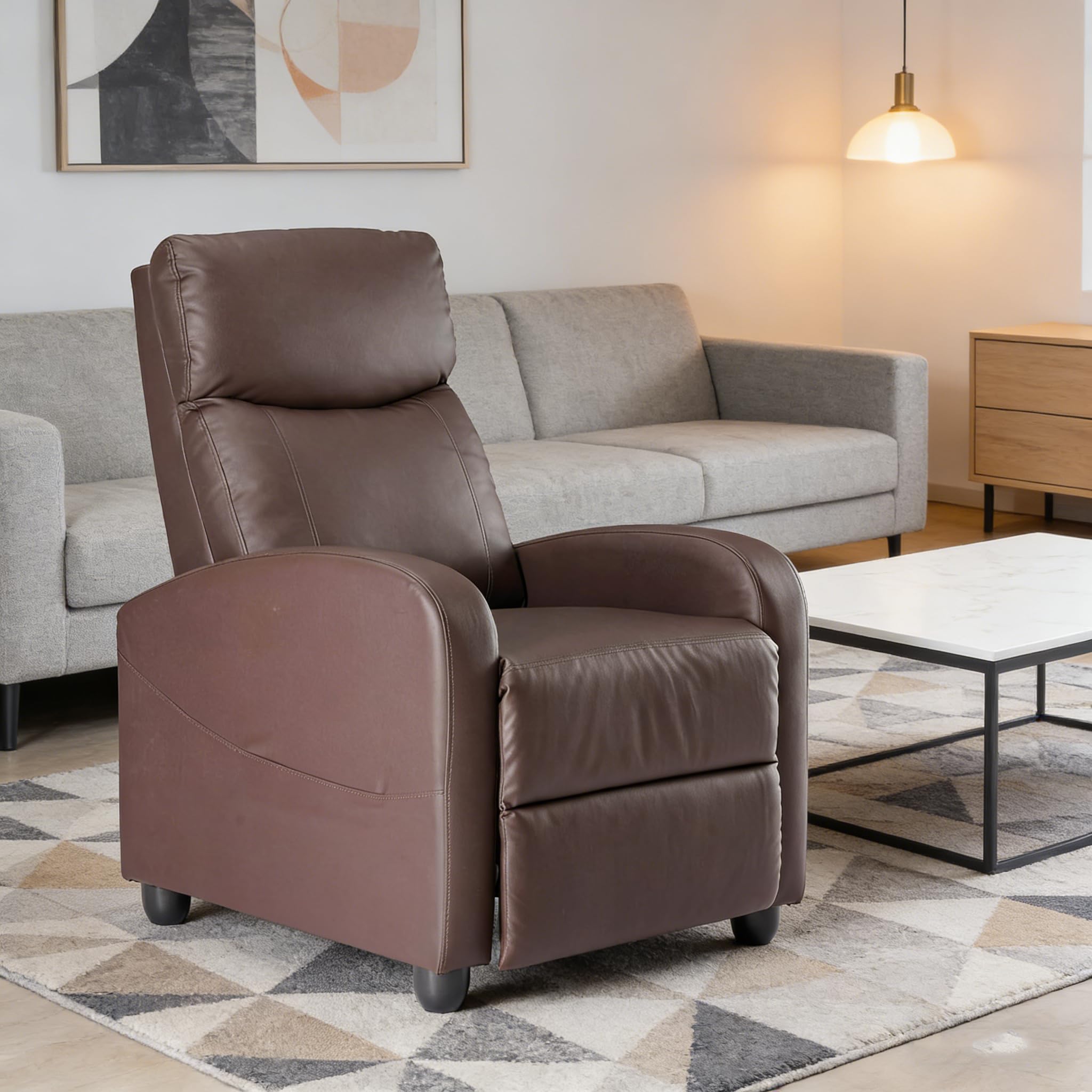 Simple Deluxe Massage Recliner Chair - Adjustable PU Leather Recliner, Luxe Reading Chair & Sofa Chair for Living Room Chairs or Bedroom Chair, Small Recliner for Home Theater, Black