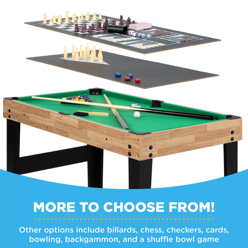 Best Choice Products 2x4ft Combo Game Table Set for Home, Game Room, Friends & Family w/Hockey, Foosball, Pool, Shuffleboard, Ping Pong, Chess, Checkers, Bowling, and Backgammon