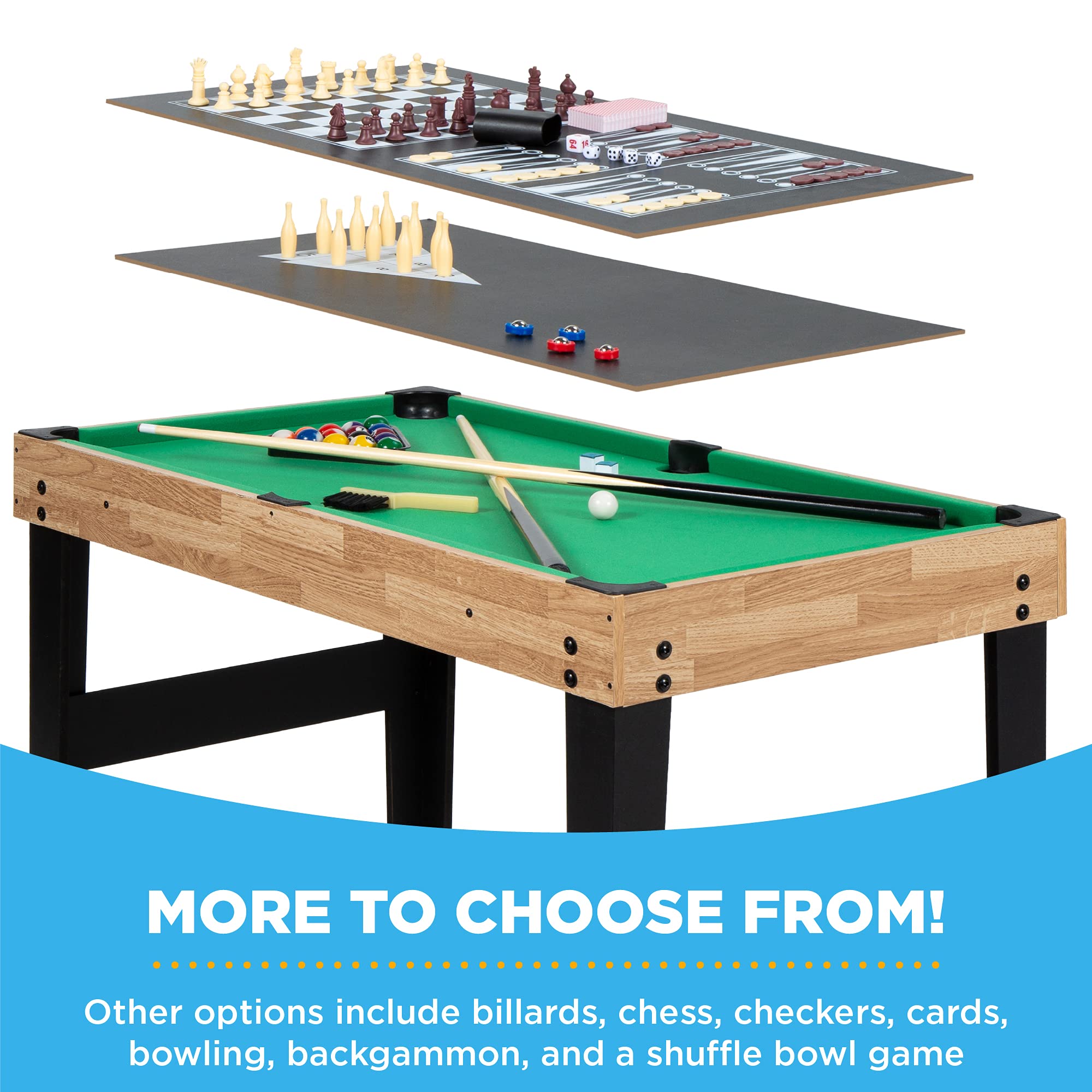 Best Choice Products 2x4ft Combo Game Table Set for Home, Game Room, Friends & Family w/Hockey, Foosball, Pool, Shuffleboard, Ping Pong, Chess, Checkers, Bowling, and Backgammon