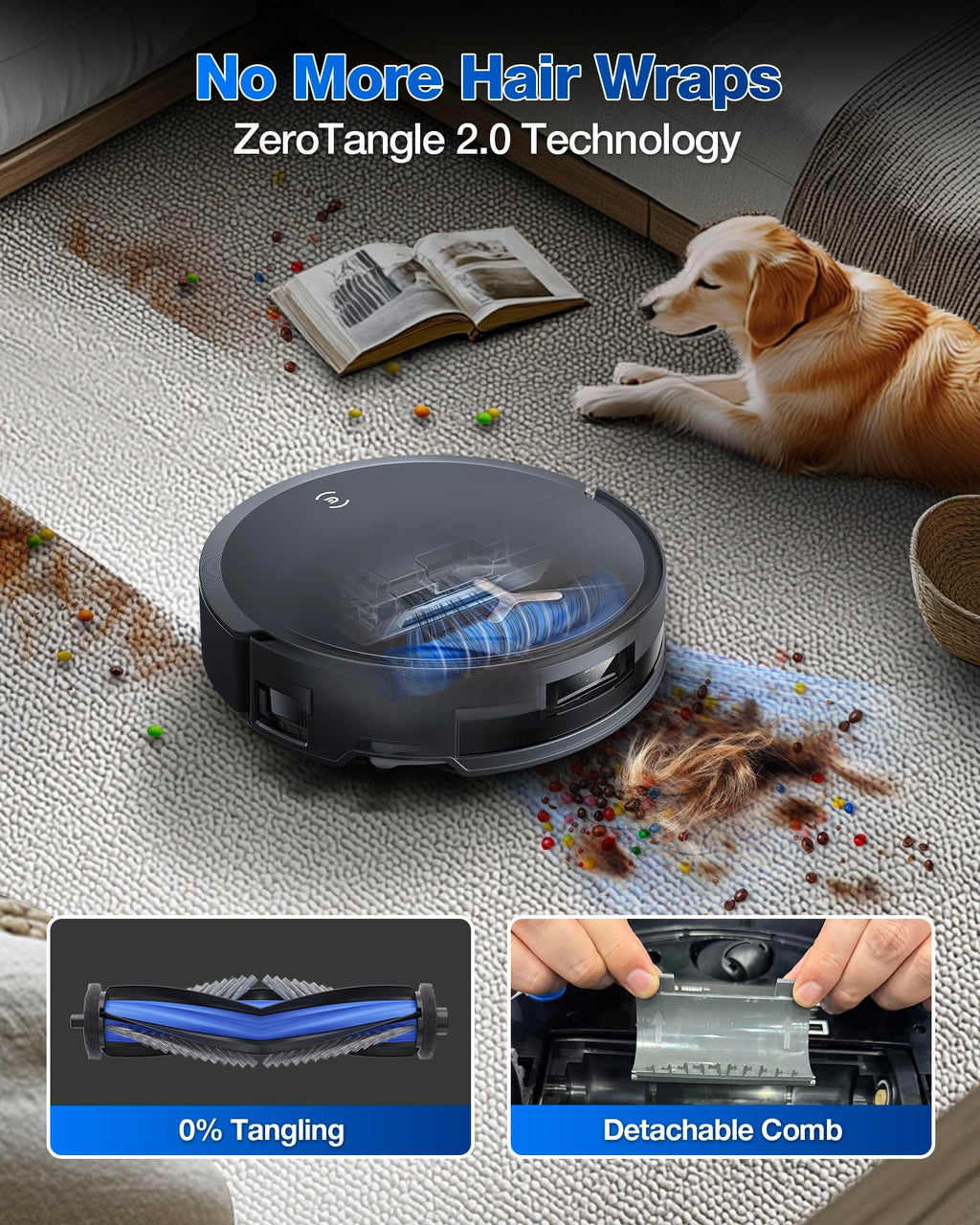 ECOVACS DEEBOT T30S AI Care Robot Vacuum and Mop, 11000Pa, TruEdge Adaptive Edge Mopping, ZeroTangle, AI Instant Re-mop, Hot Water Mop Washing, Self-Emptying & Refilling, Obstacle Avoidance