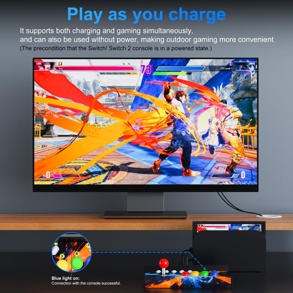 Retro Arcade Machine for Switch/OLED/Switch 2 with Screenshot Icon Button, Orange and Blue (Screen Not Included)