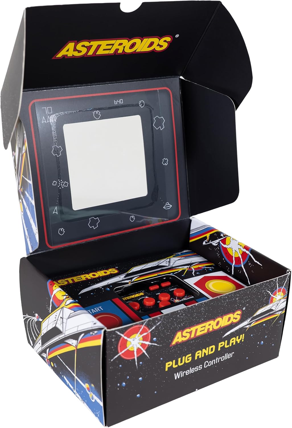 Asteroids Plug & Play Retro TV Game Console – HDMI Arcade Gaming System with Wireless Controller, Classic Space Shooter Video Game, No WiFi Required, Portable Home Gaming Device for Kids & Adults