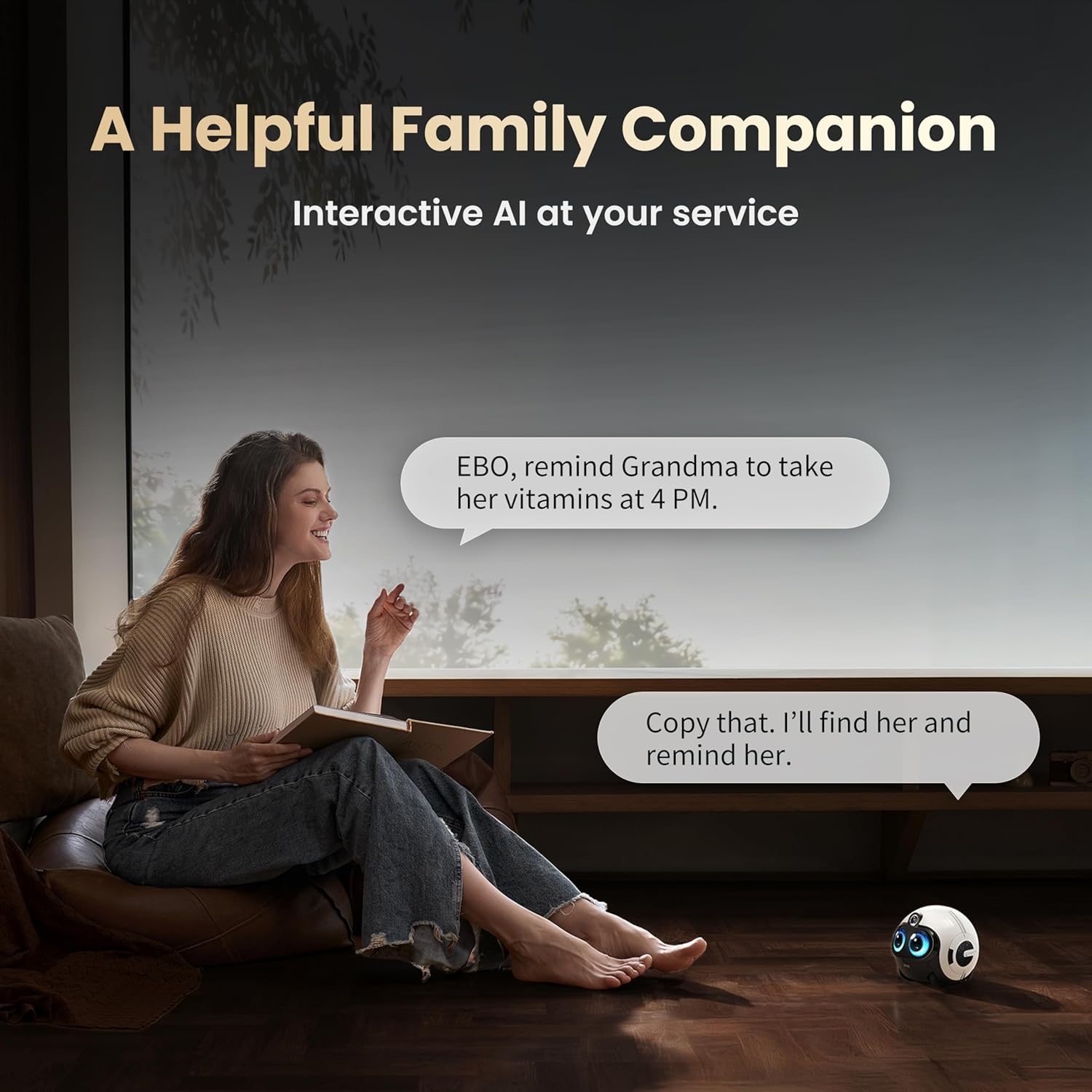 Enabot EBO Max FamilyBot AI Home Camera: 4K Camera Robot Companion, Manual Mapping, V-SLAM, 2-Way Video Call, Auto-Recharge, Smart Patrol, Gift for Long Distance, Pets, Kids & Elderly
