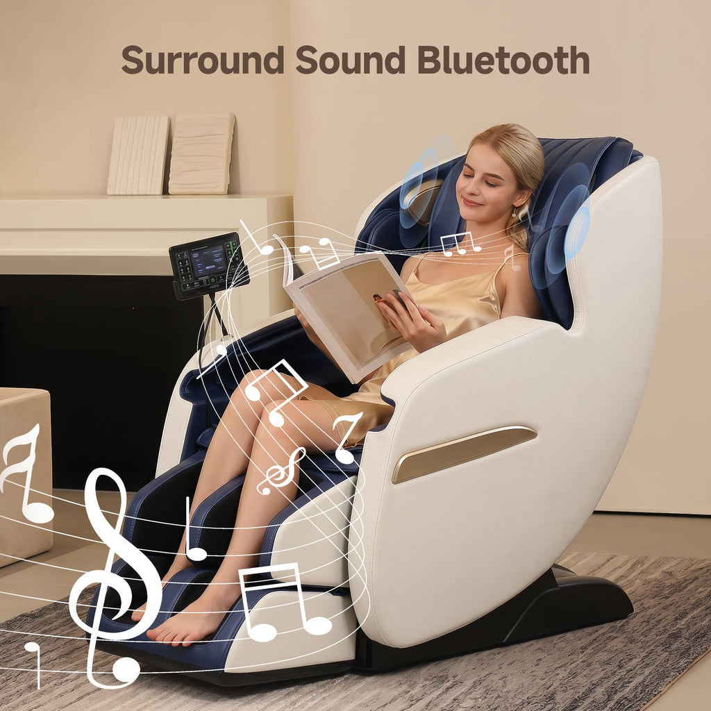 Real Relax 2026 Upgraded 2D SL-Track Massage Chair,Recliner Full Body Zero Gravity with 8 Auto Modes and Upgraded LCD Screen,Added Voice Broadcast,Headrest Cushion,Child Lock and Pause Button,Black