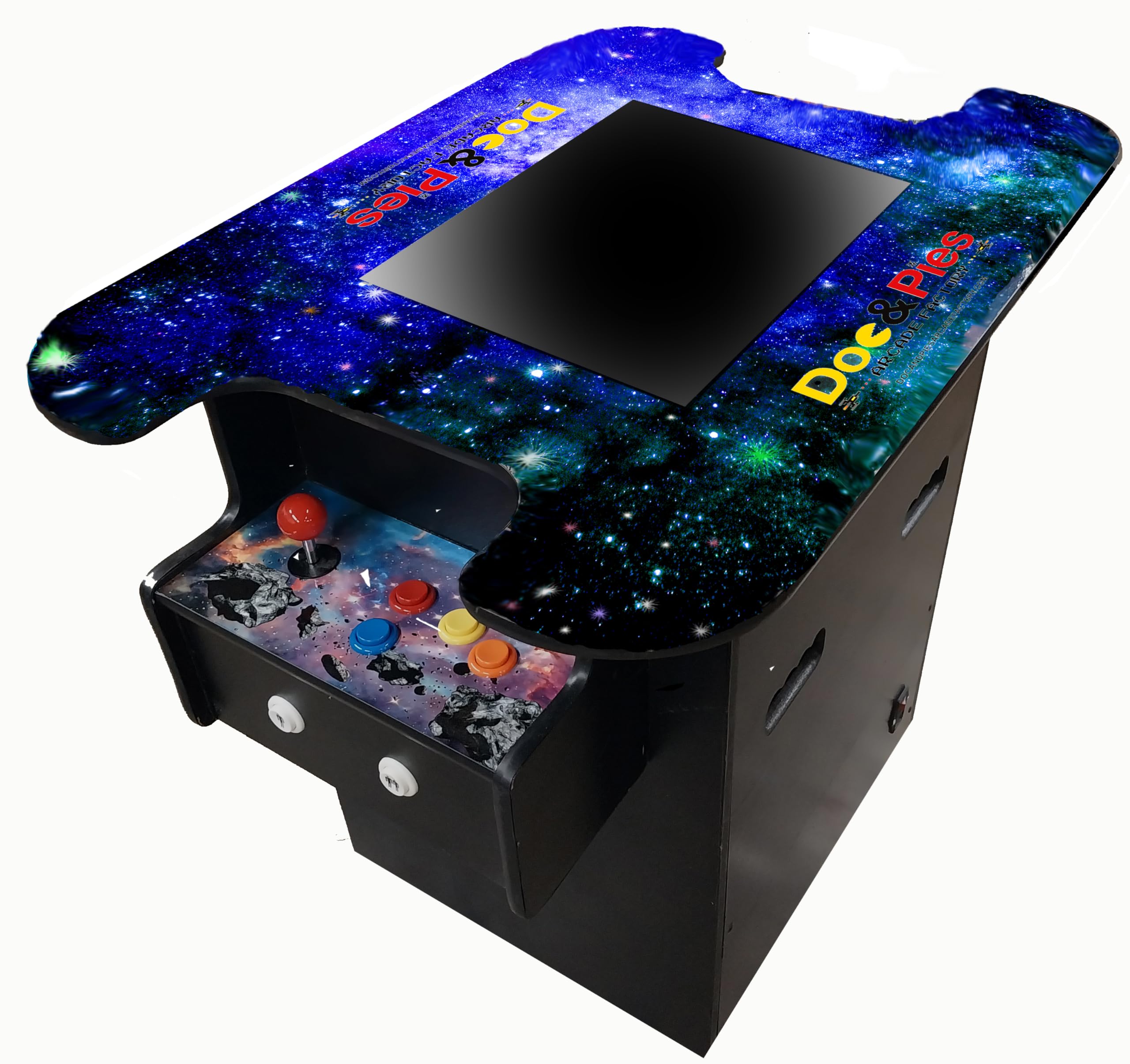 Doc and Pies Arcade Factory Full Size Professional Cocktail Arcade Machine | 412 Classic Games | Original, Classic Design | 2-Player | Full Size LCD Screen, Buttons and Joystick
