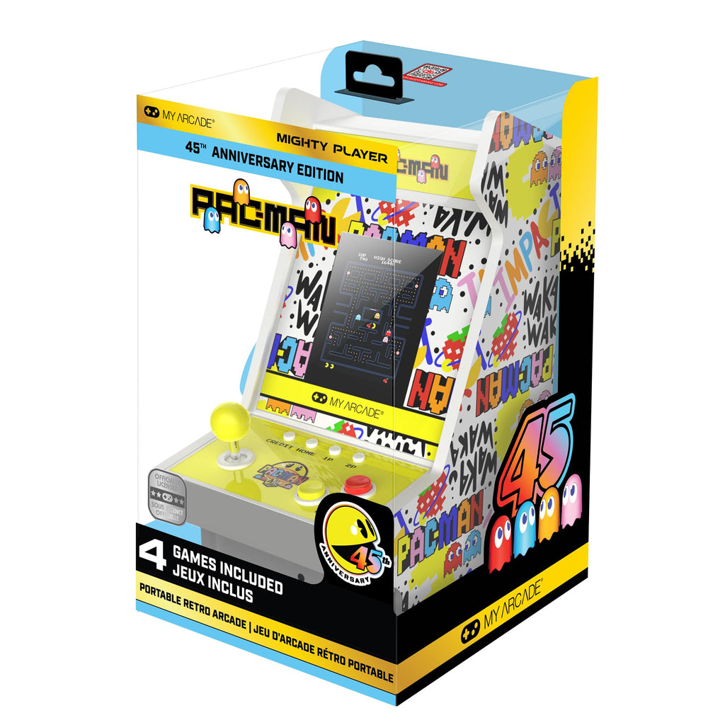 My Arcade Pac-Man Mighty Player: Retro Gaming, Countertop Arcades, Illuminated Marquee, 4 Games in 1, Rechargeable Battery, Classic Arcade Games