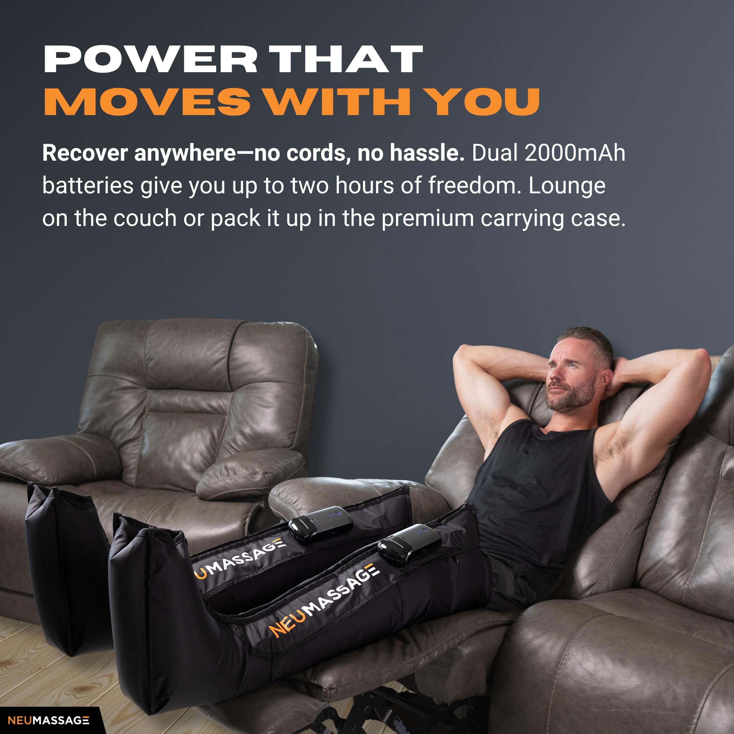 Professional Leg Compression Massager Recovery System | Cordless Rechargeable Air Recovery Boots with Sequential Compression | Fast Recovery & Improved Circulation [Large, Black]