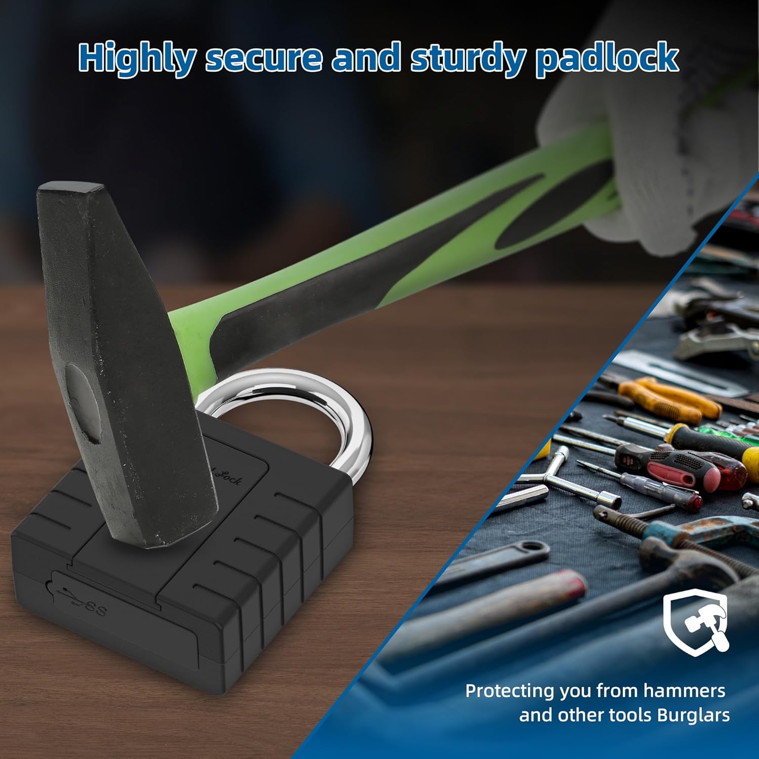 Smart Padlock with Keys, Heavy Duty Fingerprint Padlock, Remote Authorization via Phone, with Rest Key and 2 Keys,Waterproof Padlocks for School Locker,Truck,Warehouse,Gate,Office,Door