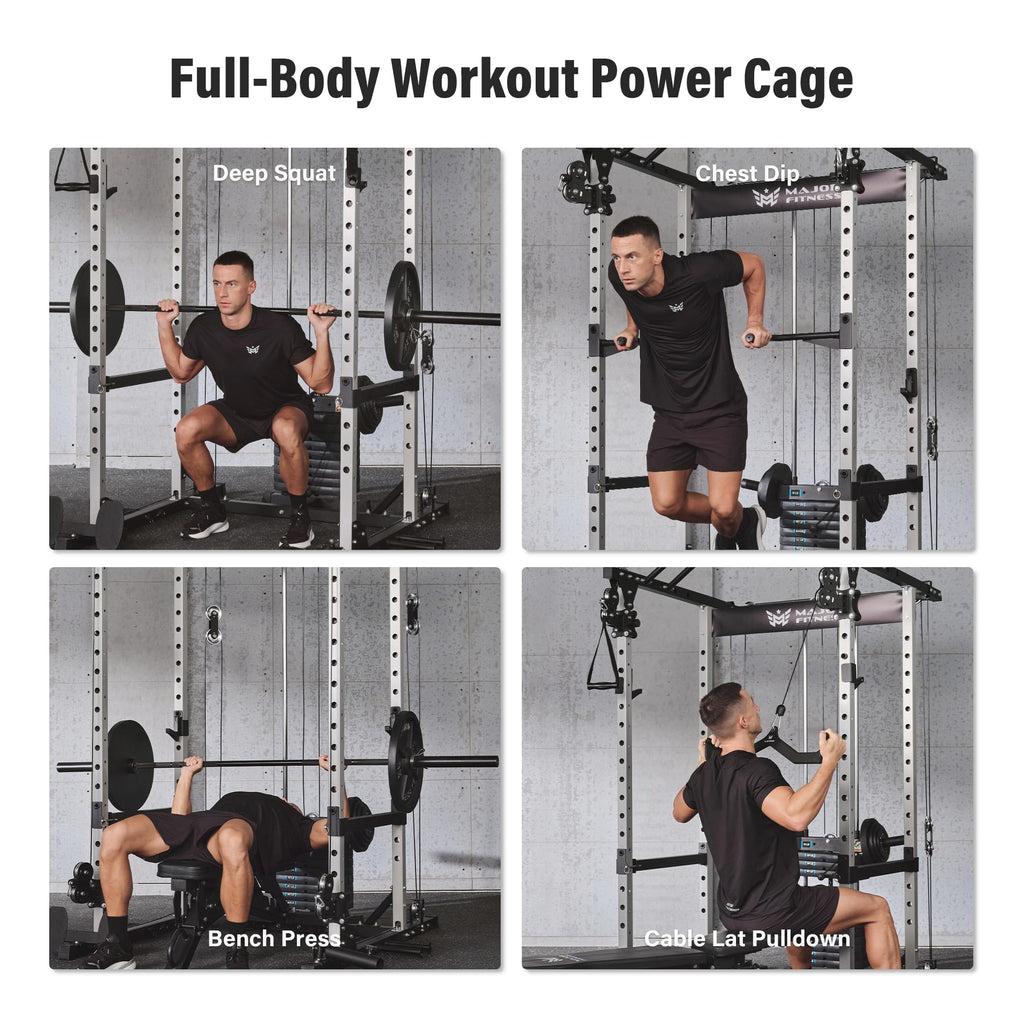 MAJOR FITNESS Drone1 Power Cage - Multi-Function Power Rack for Home Gym, Squat Rack, Cable Crossover System, for Strength Training