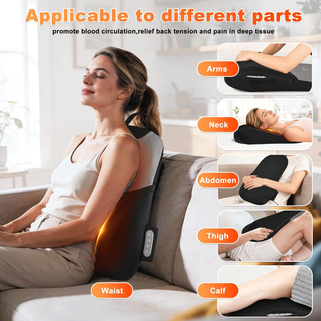 Shiatsu Neck and Shoulder Massager with Heat, Back Massager for Pain Relief Deep Tissue, 3D Kneading Massager for Chair Home Office Car, Gifts for Mom, Dad, Women (Black)