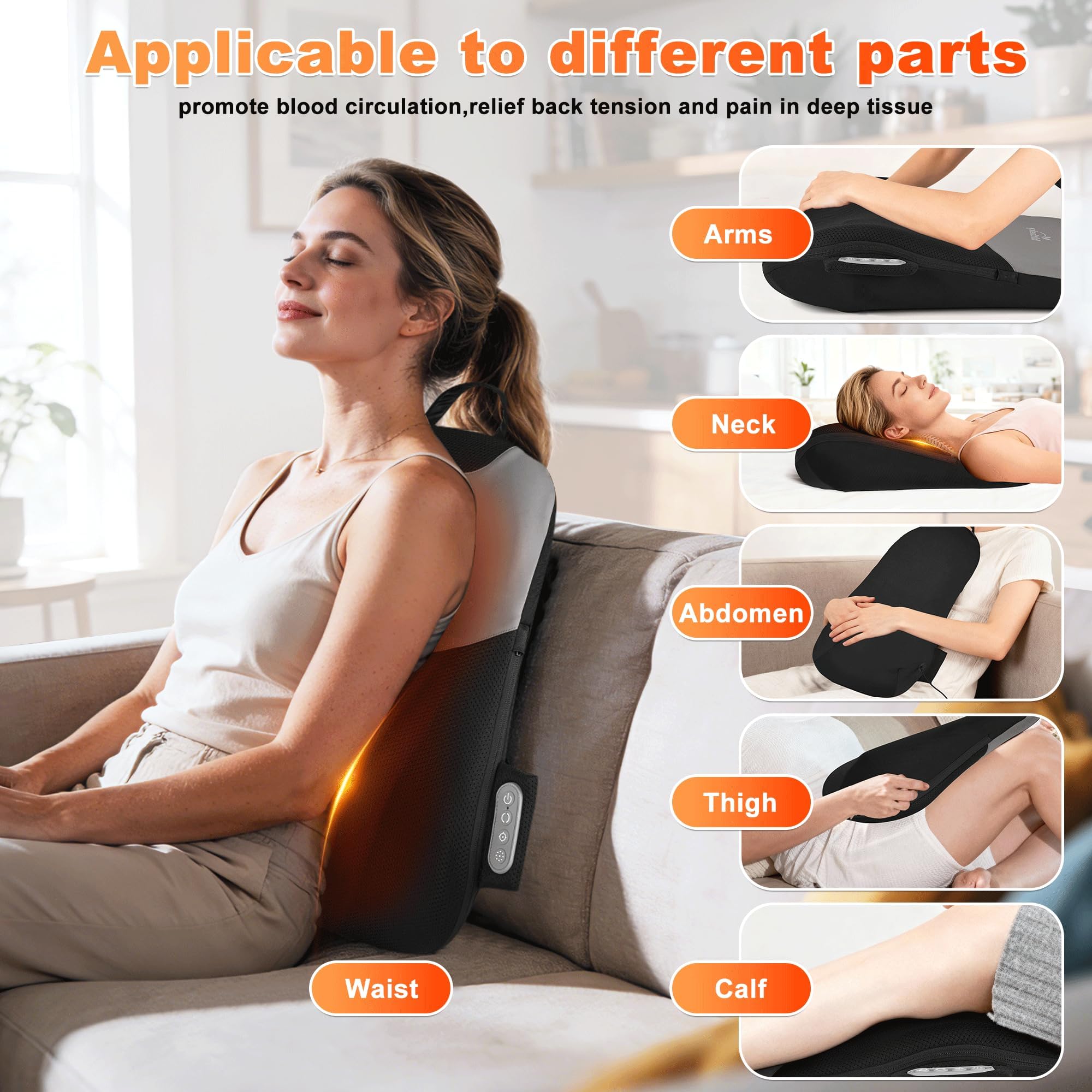 Shiatsu Neck and Shoulder Massager with Heat, Back Massager for Pain Relief Deep Tissue, 3D Kneading Massager for Chair Home Office Car, Gifts for Mom, Dad, Women (Black)