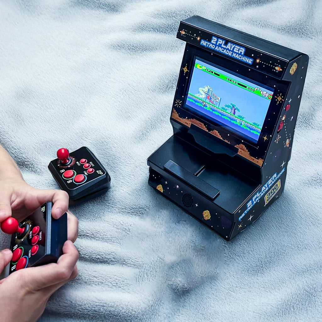 Mini arcade machine with 300 retro games - Wireless mini arcade machine for 2 players - Handheld retro game console with TV connection and 4.3" color display