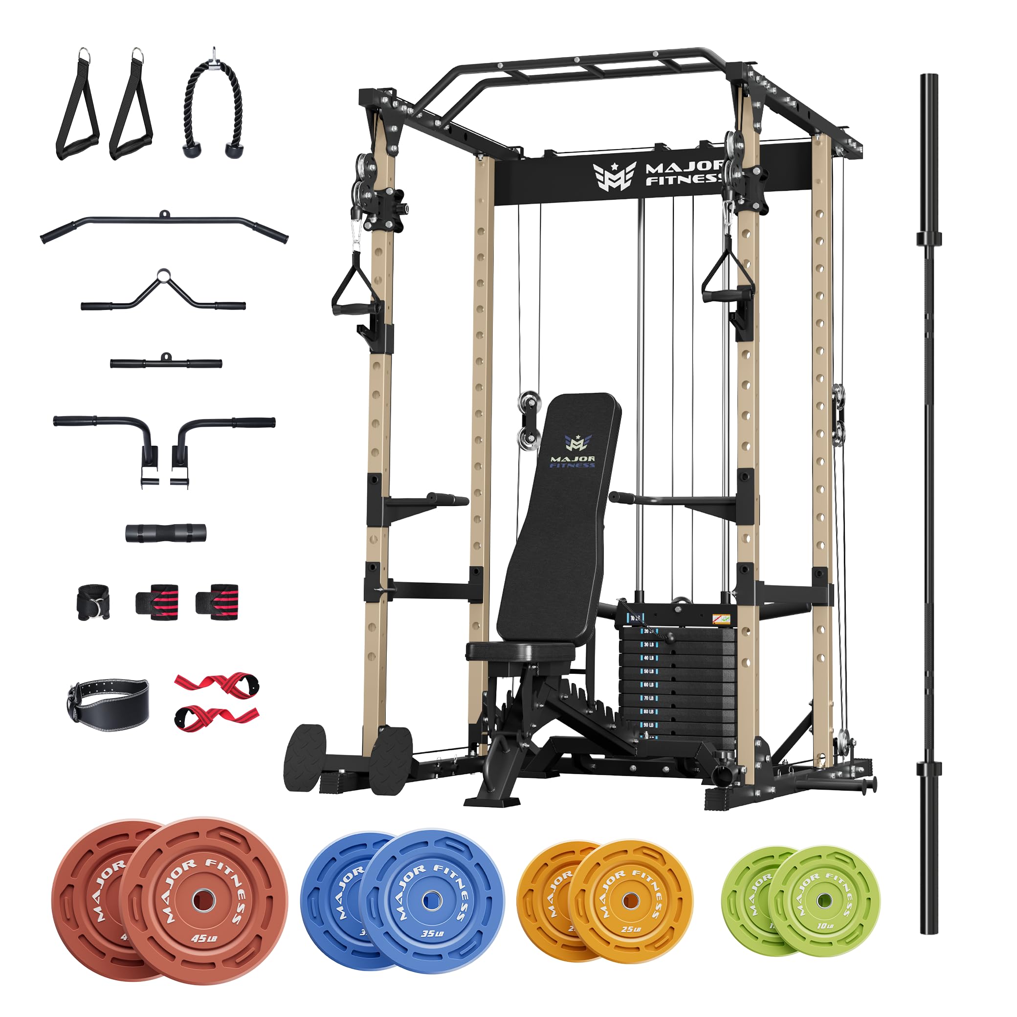 MAJOR FITNESS Drone1 Power Cage - Multi-Function Power Rack for Home Gym, Squat Rack, Cable Crossover System, for Strength Training