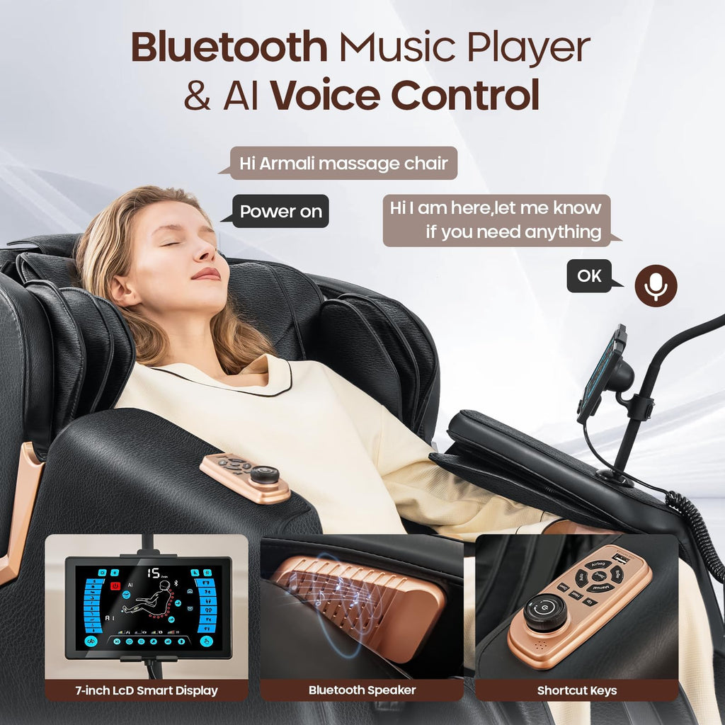 4D Massage Chairs Full Body - 53.5 Extend Sl Track Shiatsu Massage Chair - Zero Gravity Massage Chair,Core Heating & 22 Airbag, Smart Foot Rollers,Ai Voice, Yoga Mode